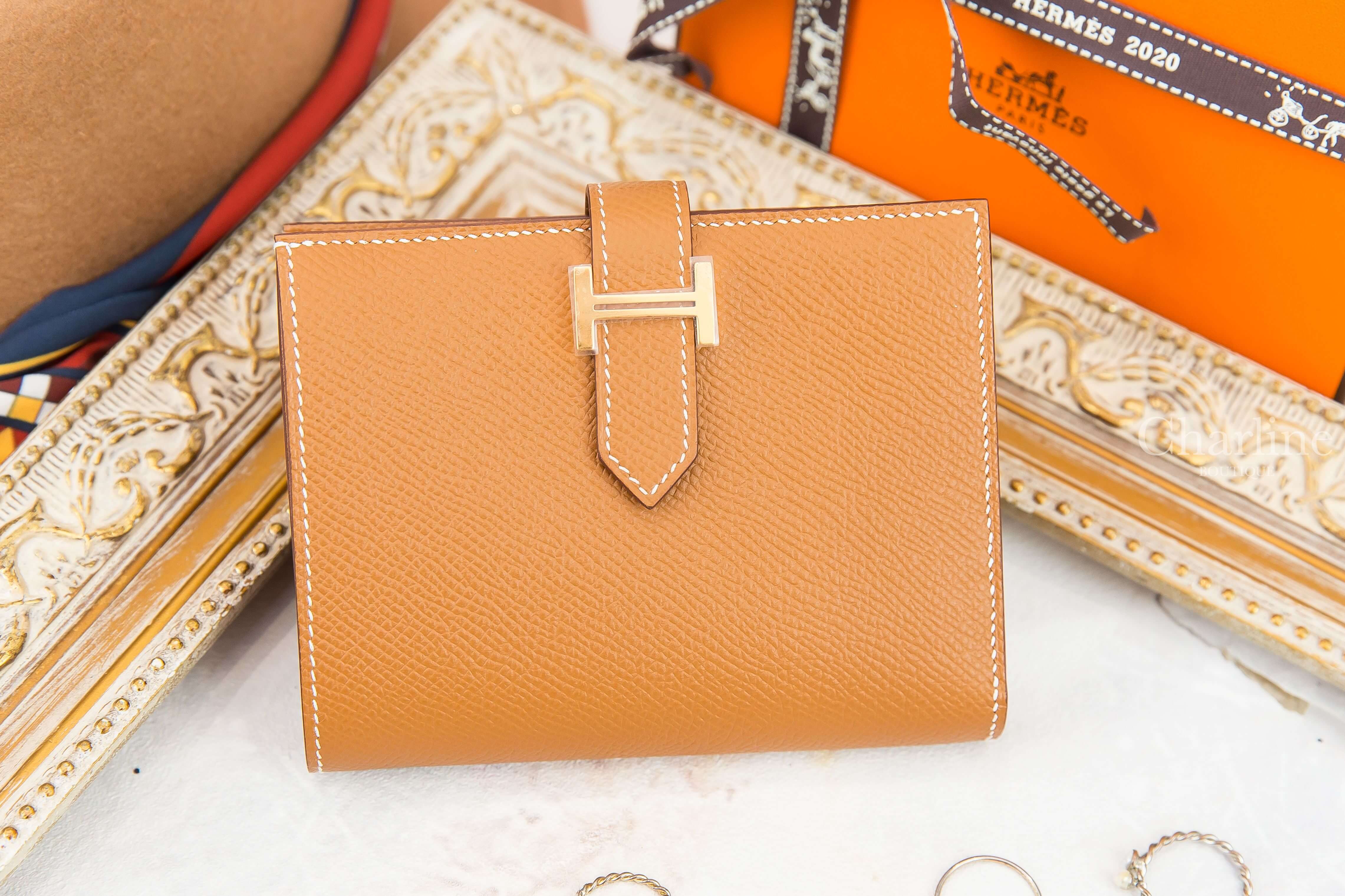 Hermès Bearn Compact Wallet 37 Gold Epsom 焦糖色金釦短夾