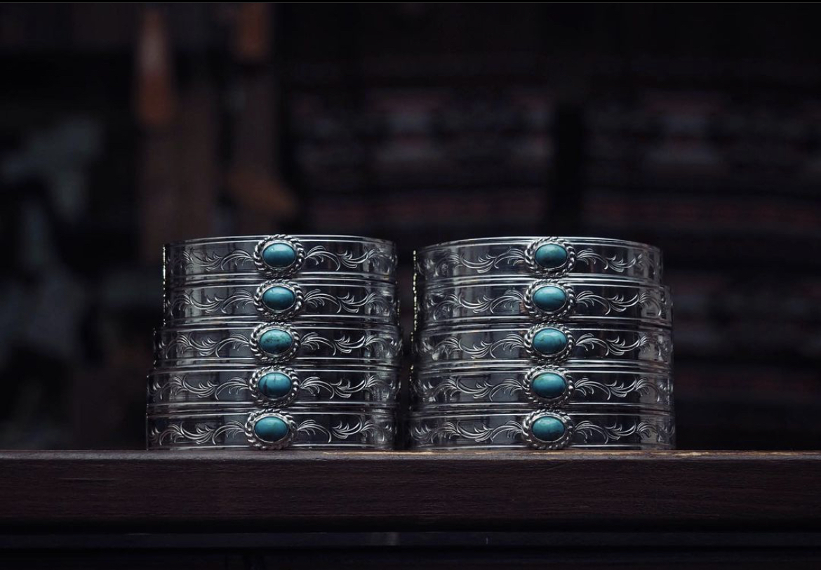 No.8 松石 10MM 蔓藤花紋手鐲