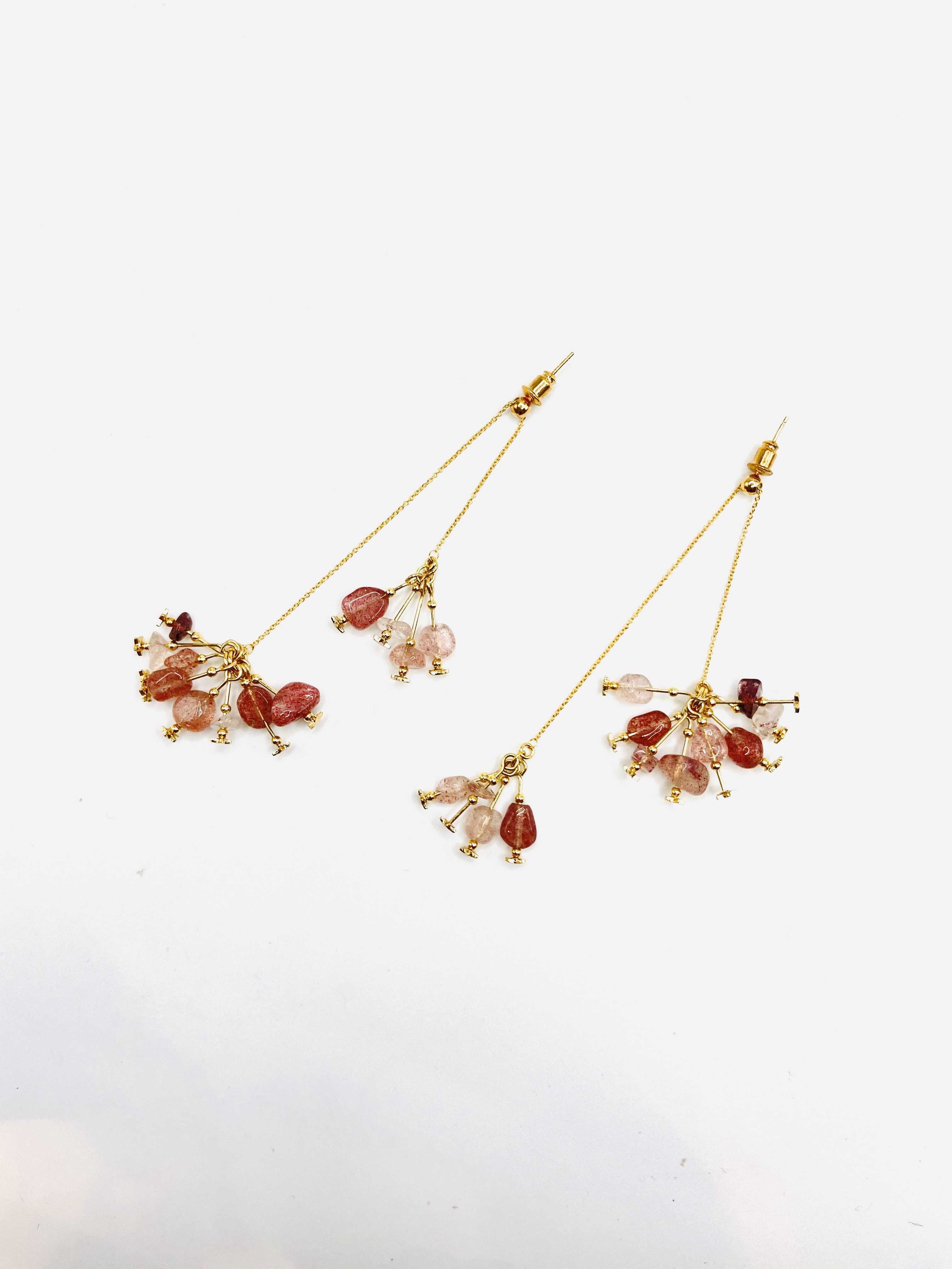 COLE COOL高氣質天然草莓晶可調長度耳環耳夾