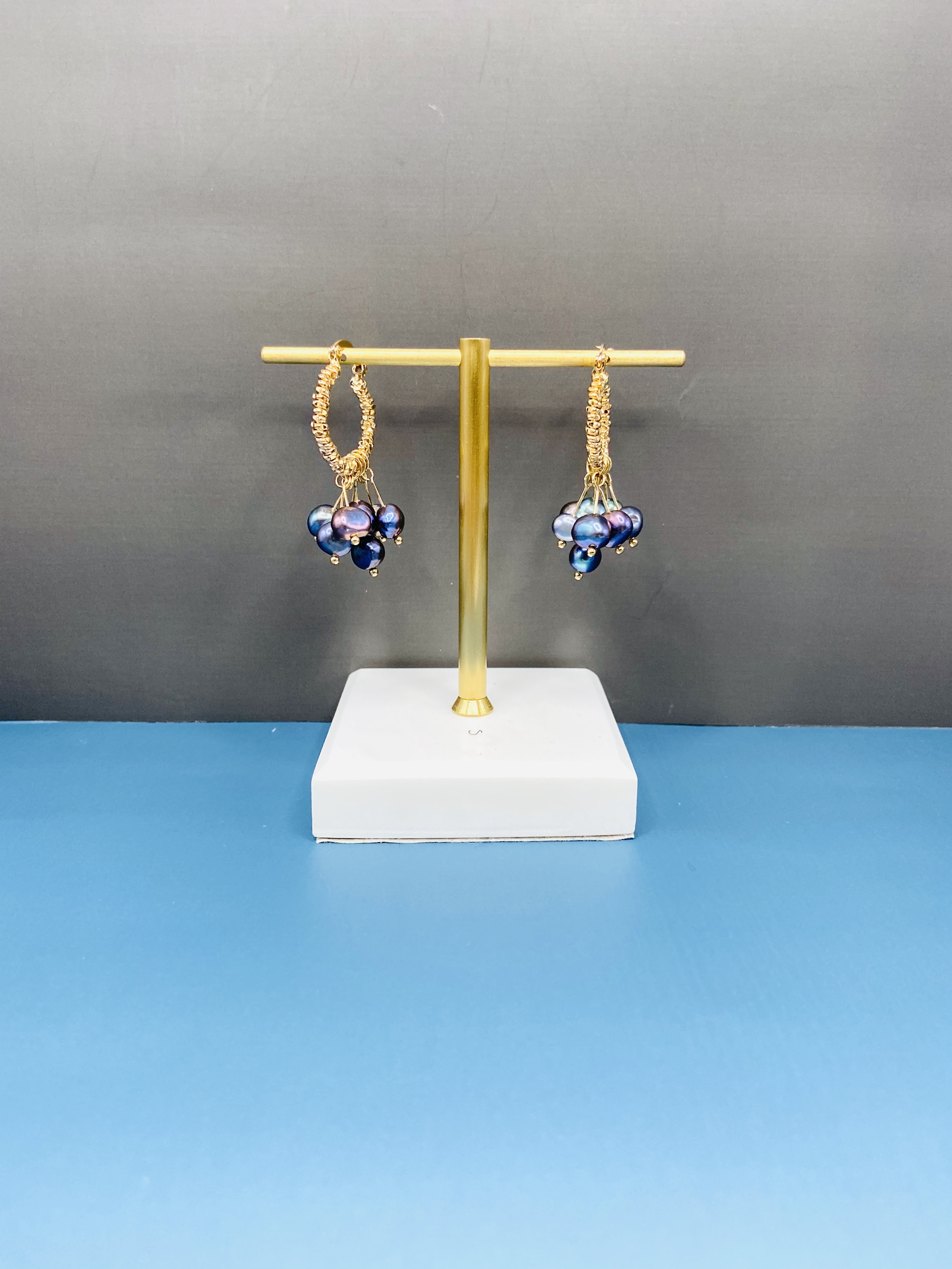 COLE COOL天然淡水珍珠14KGF耳環 不規則珍珠 淺金色高質感耳圈