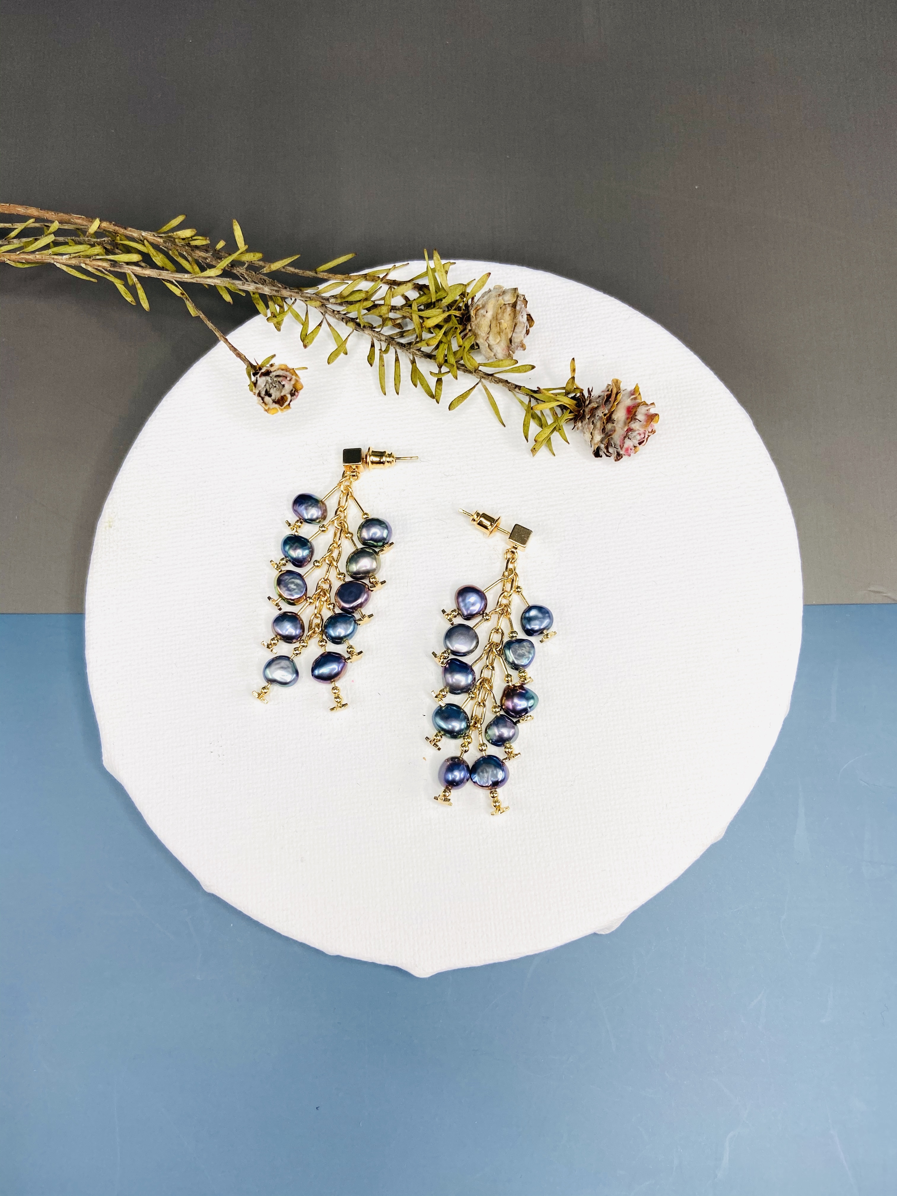 COLE COOL天然淡水珍珠14KGF耳環 不規則珍珠