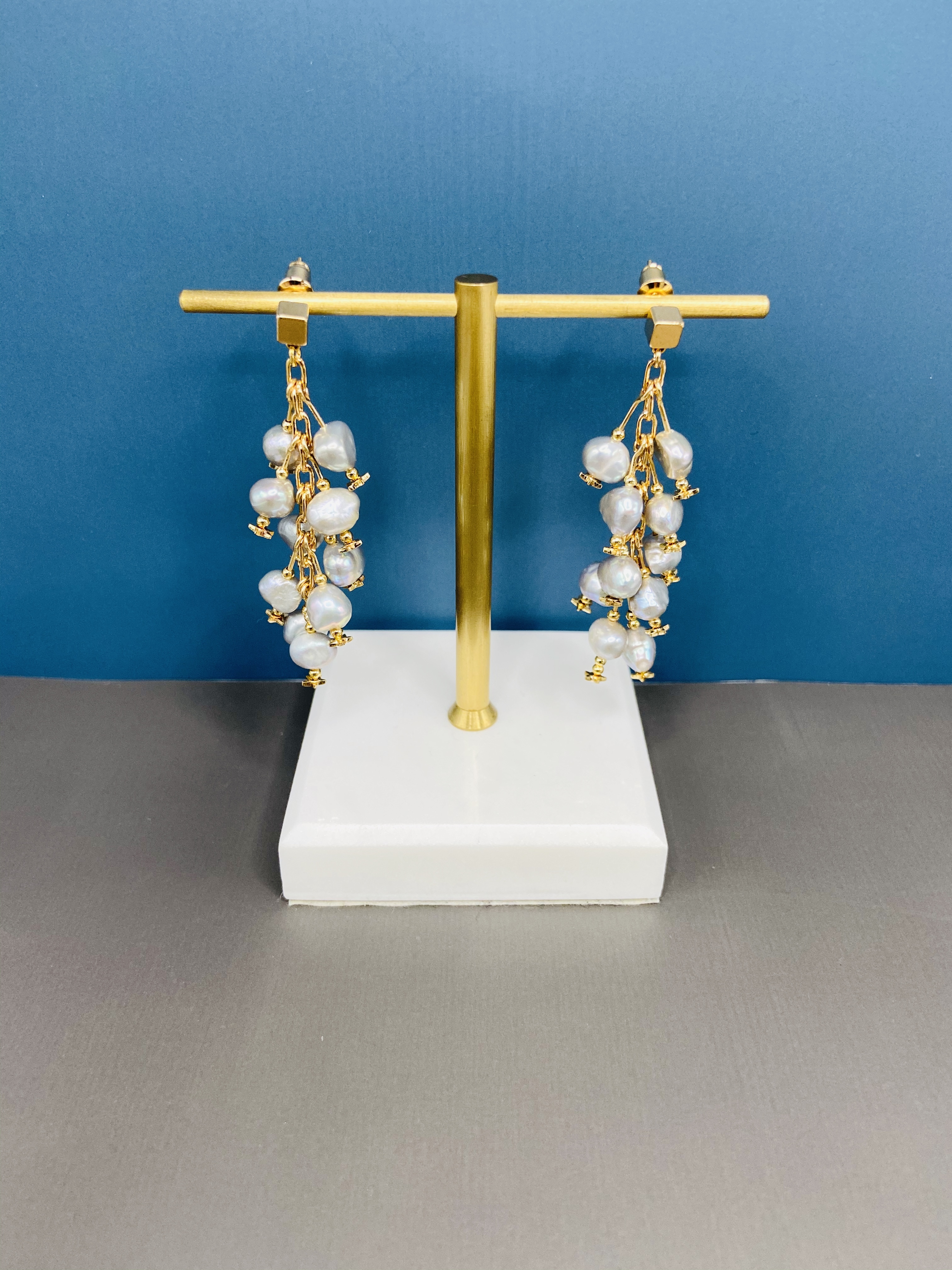 COLE COOL天然淡水珍珠14KGF耳環 不規則珍珠