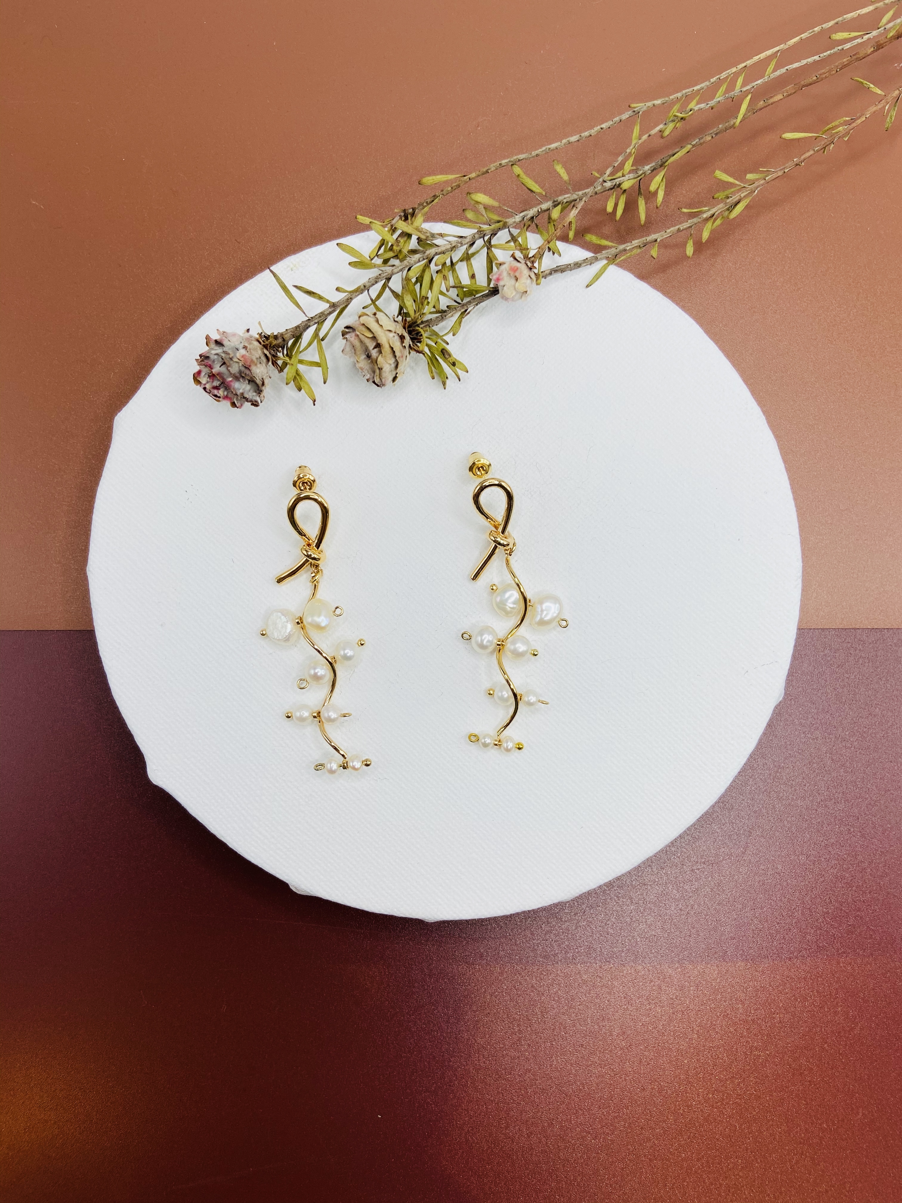 COLE COOL天然淡水珍珠14KGF耳環 不規則珍珠