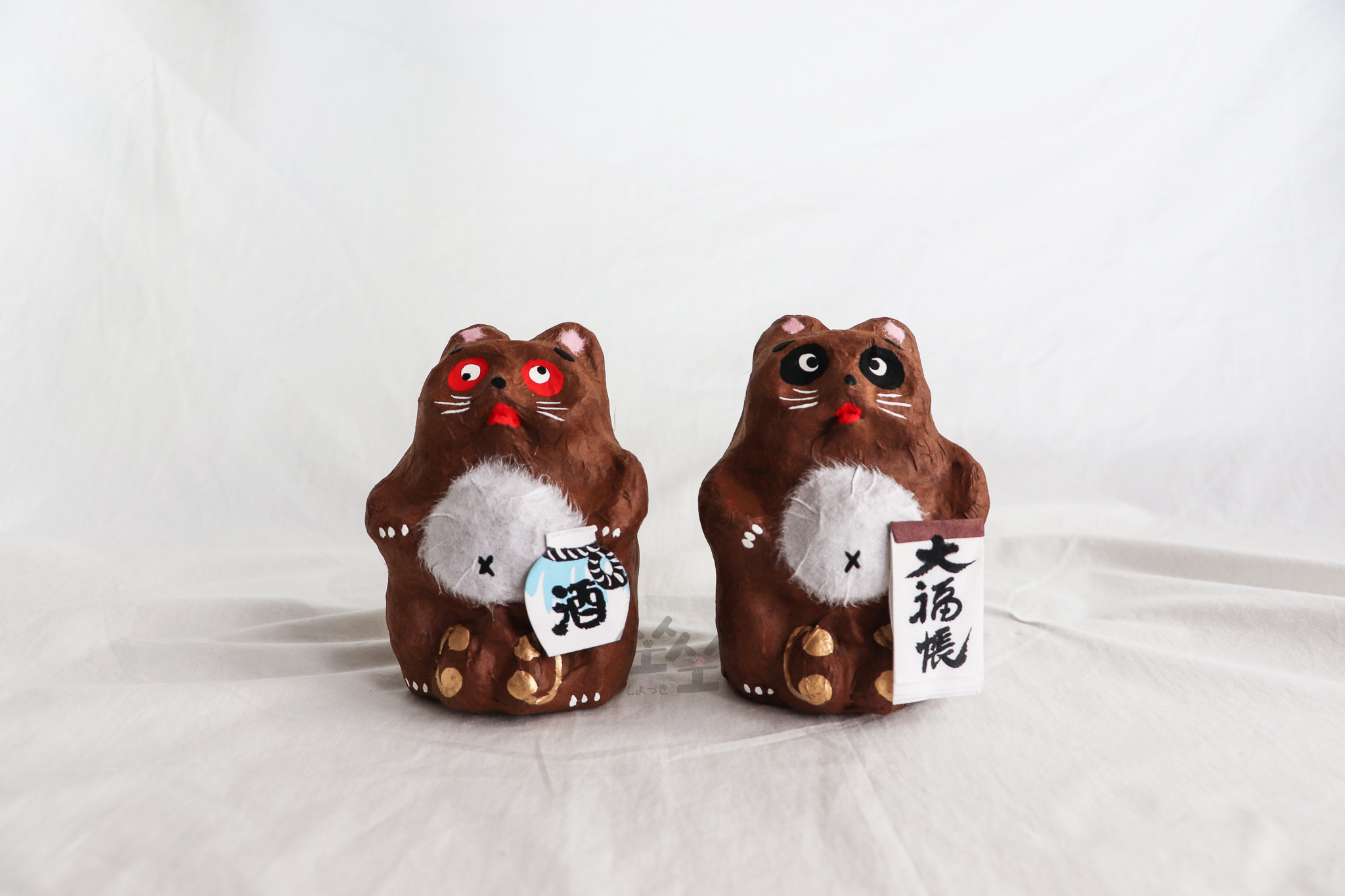 日本和紙人形 招福 大幅帳 醉酒貍