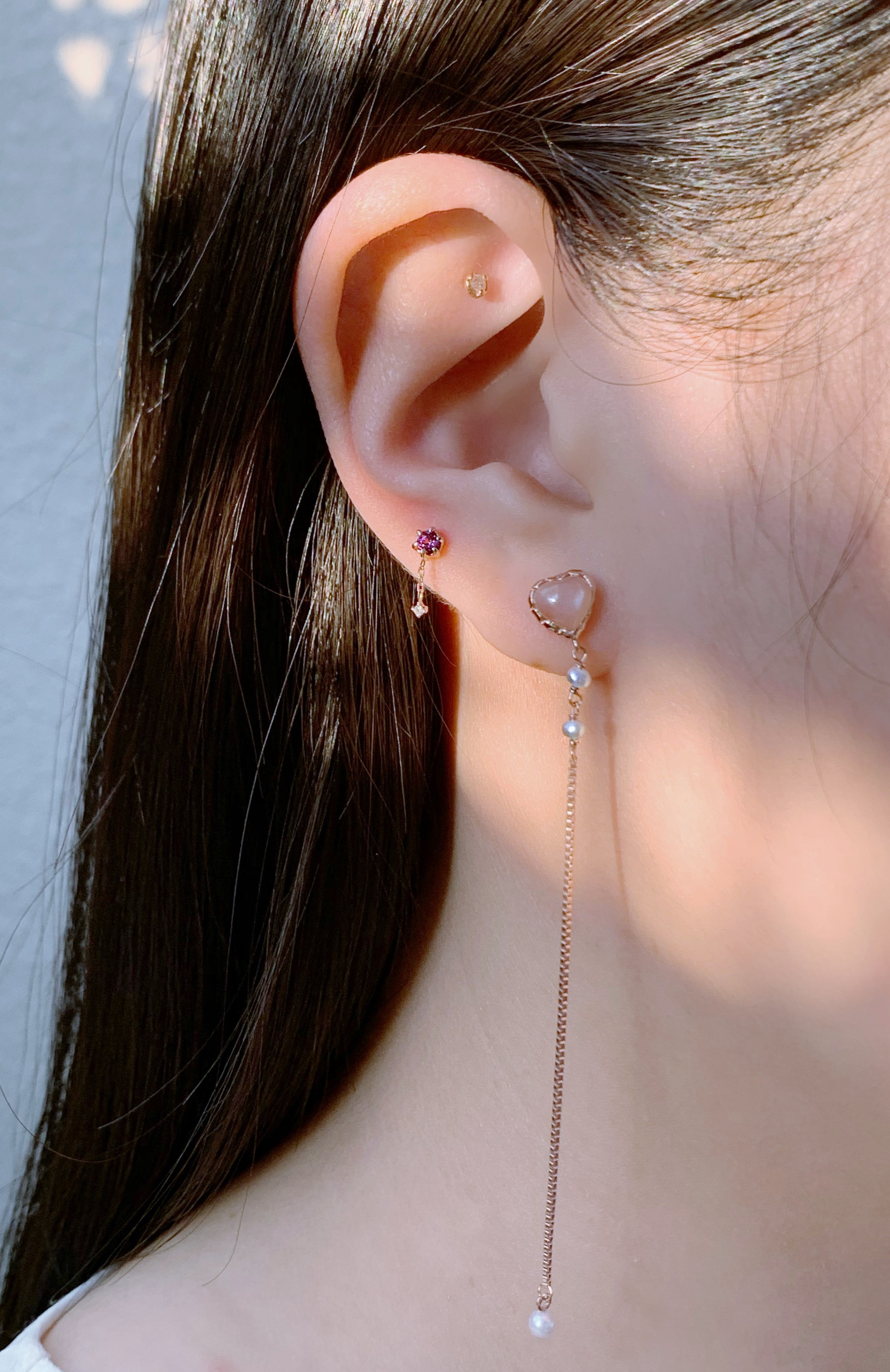 簡約QQHeart蜜桃月光細滑耳鏈