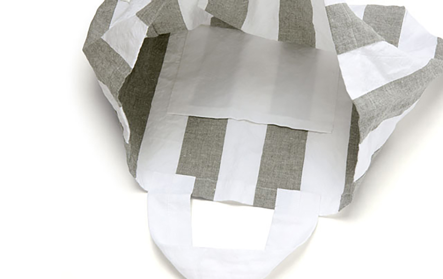 中川政七-棉麻條紋購物袋 薄墨