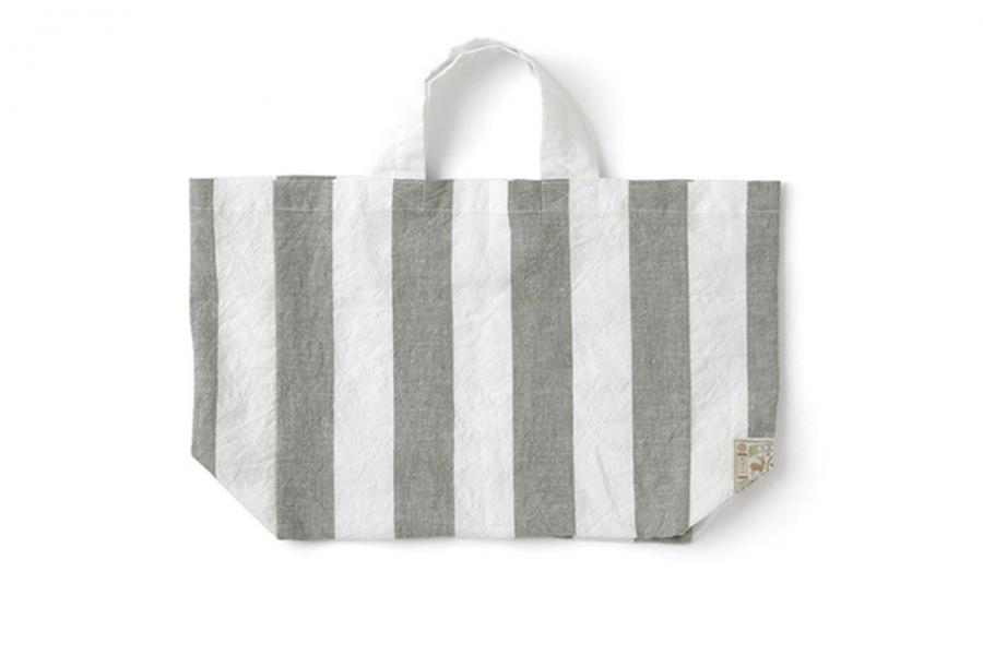 中川政七-棉麻條紋購物袋 薄墨