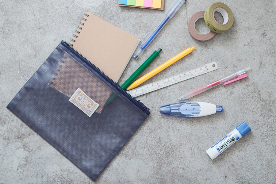 中川政七-(塑膠拉鍊)蚊帳尼龍收納包 大 深藍