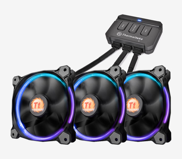 米特3C數位–曜越 Riing RGB 256色 LED風扇(三風扇組12公分)-CL-F042-PL12SW-B