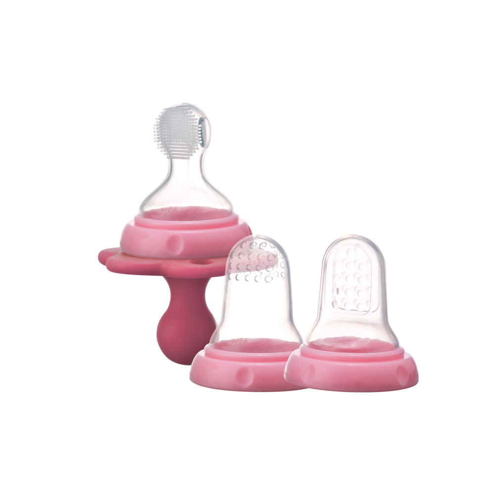 【FARLIN】水果棒棒糖(餵食/牙刷/固齒器3in1)(4色可選)-蜜桃粉