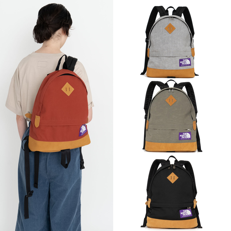 TNF 紫標THE NORTH FACE Medium Day Pack 灰色磚紅灰綠拼接後