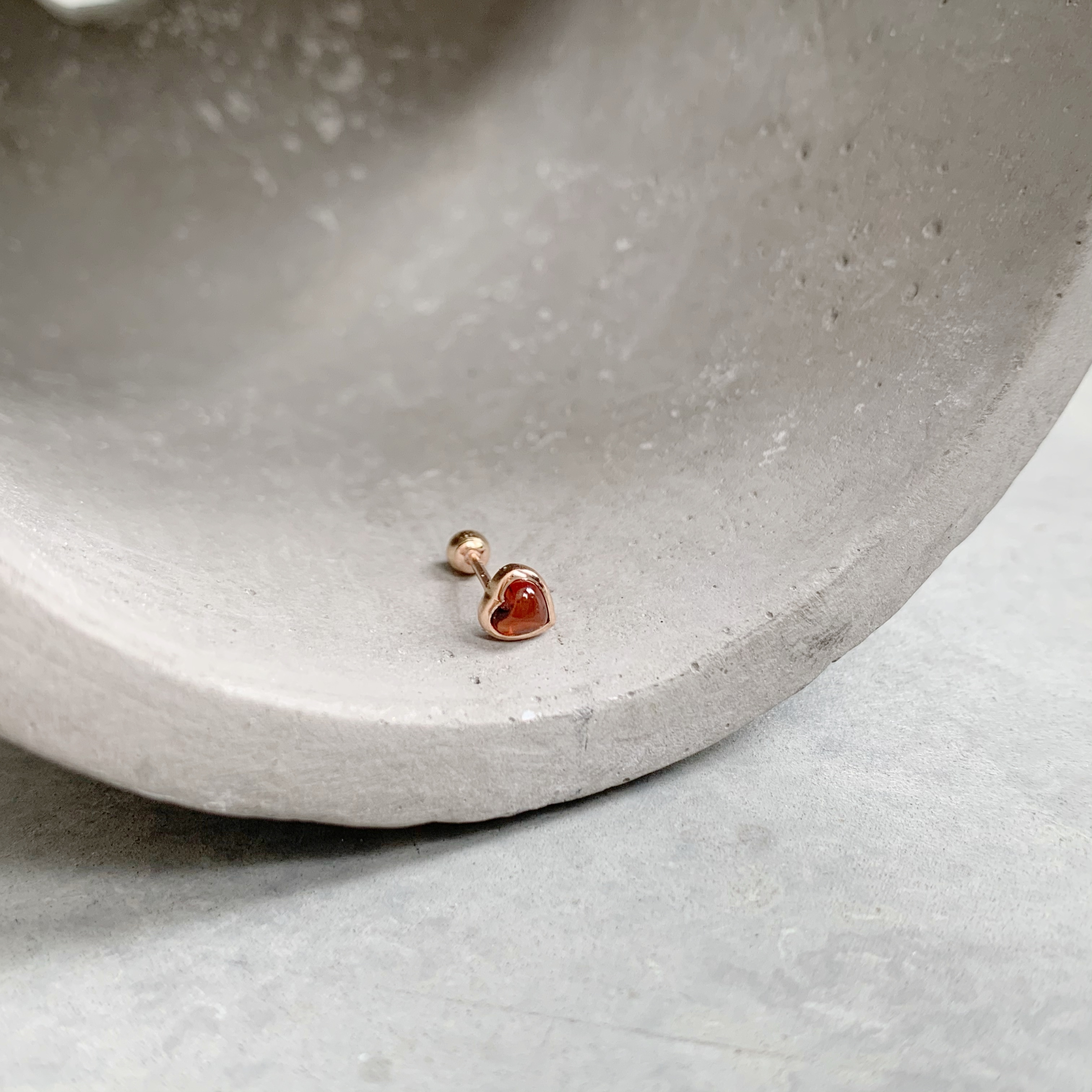 14K QQheart石榴石轉珠耳環