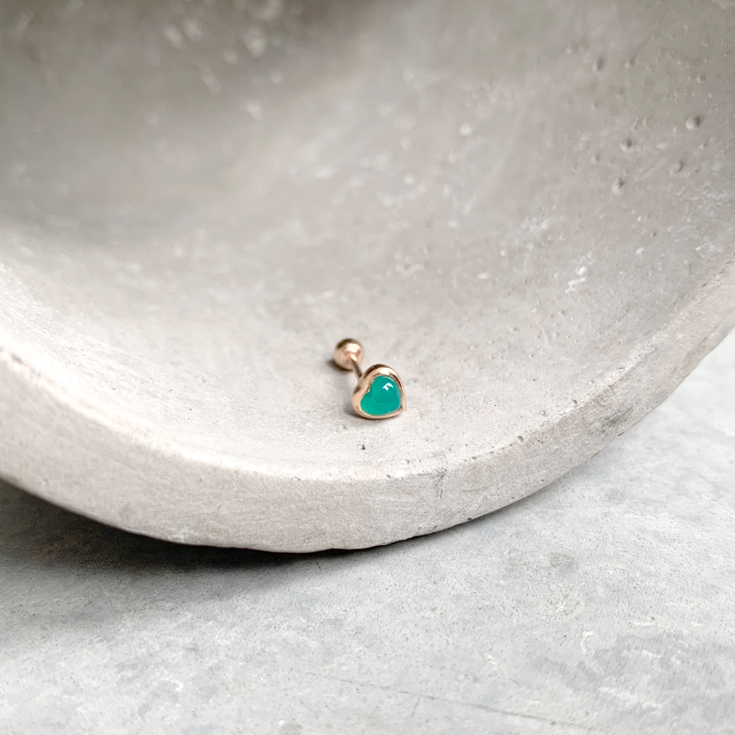 14K QQheart綠瑪瑙轉珠耳環