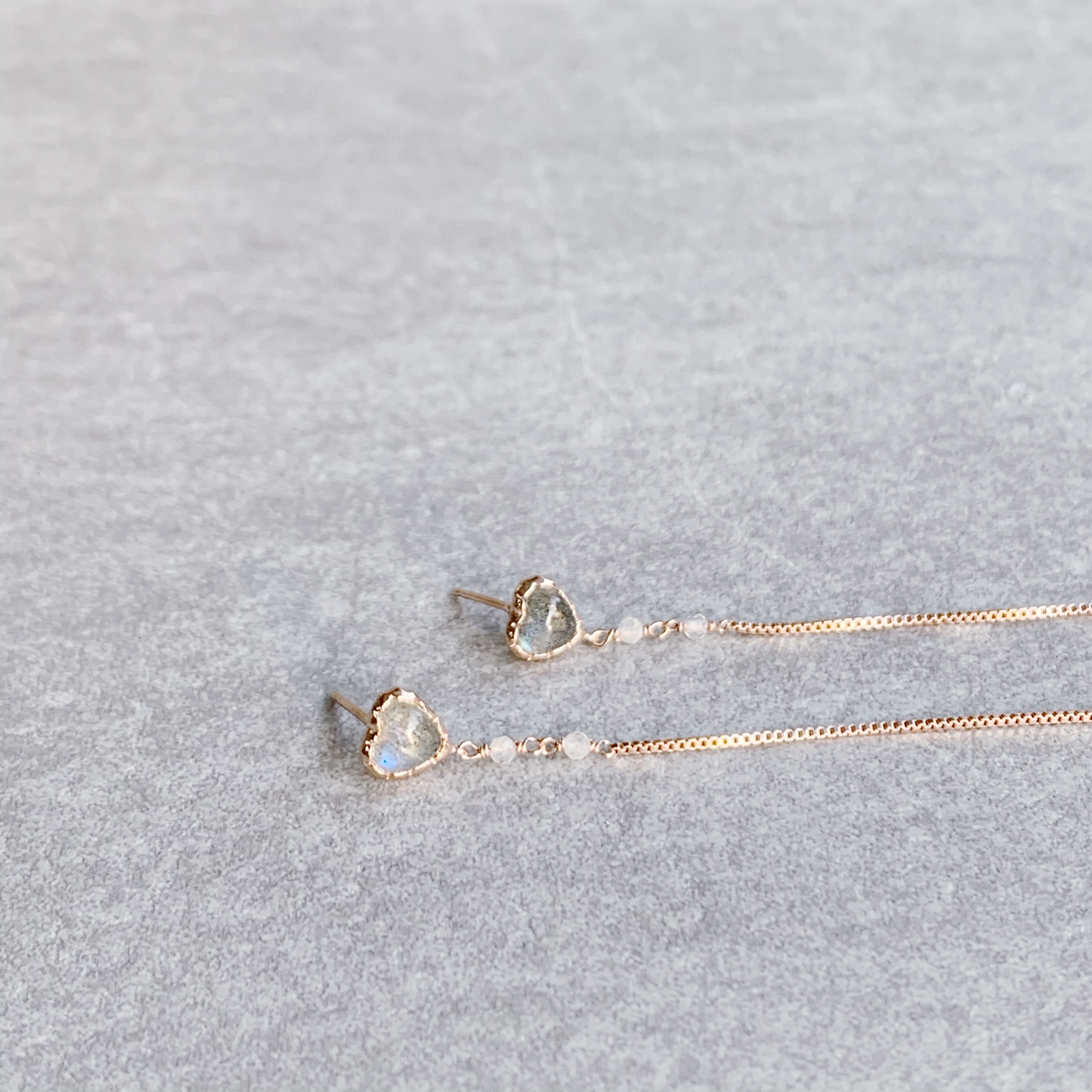 簡約QQHeart拉長石細滑耳鏈