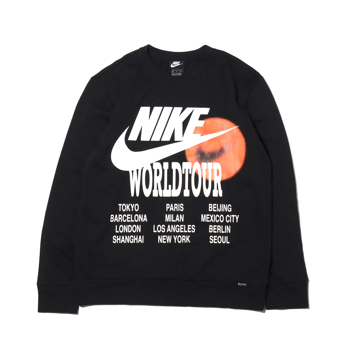 NIKE NSW LS WORLD TOUR 黑色白色微笑笑臉世界長T 竹節棉男款