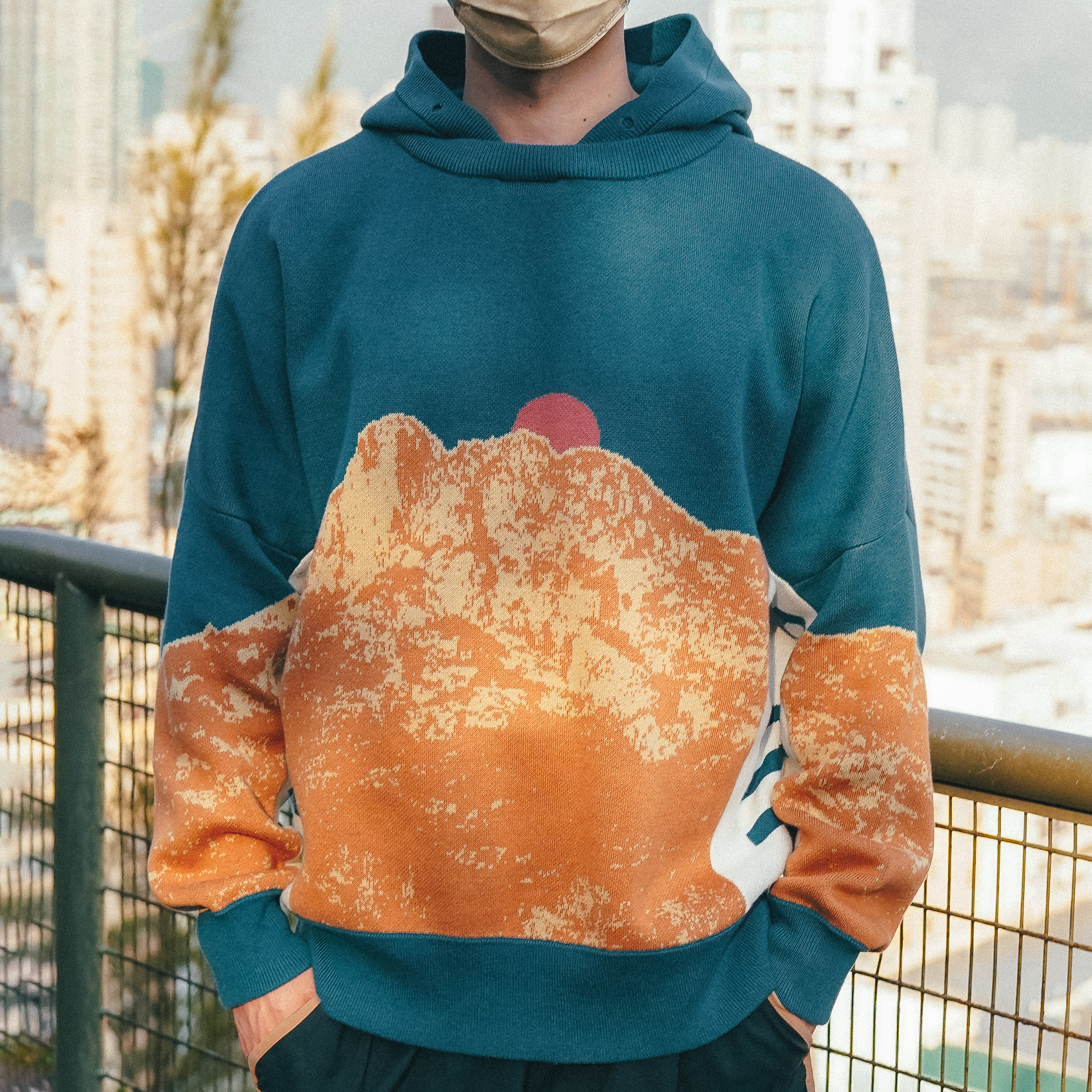 【Just Home】Home系列獅子山 經典衛衣 - 午夜藍綠色