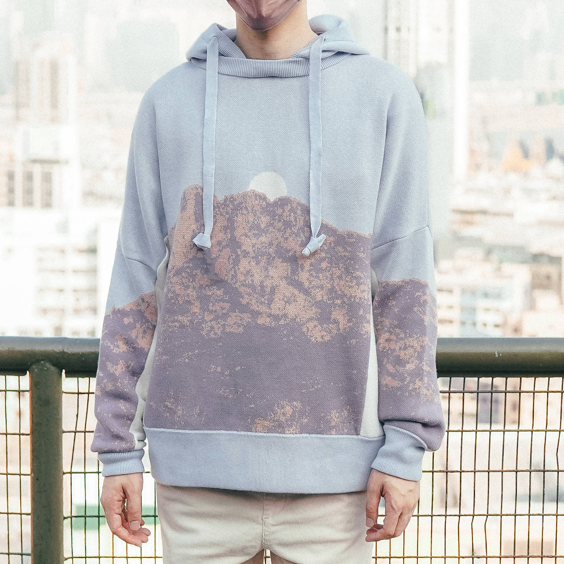 【Just Home】Home系列獅子山 經典可拆兩著連帽衛衣 - 霧光粉藍色