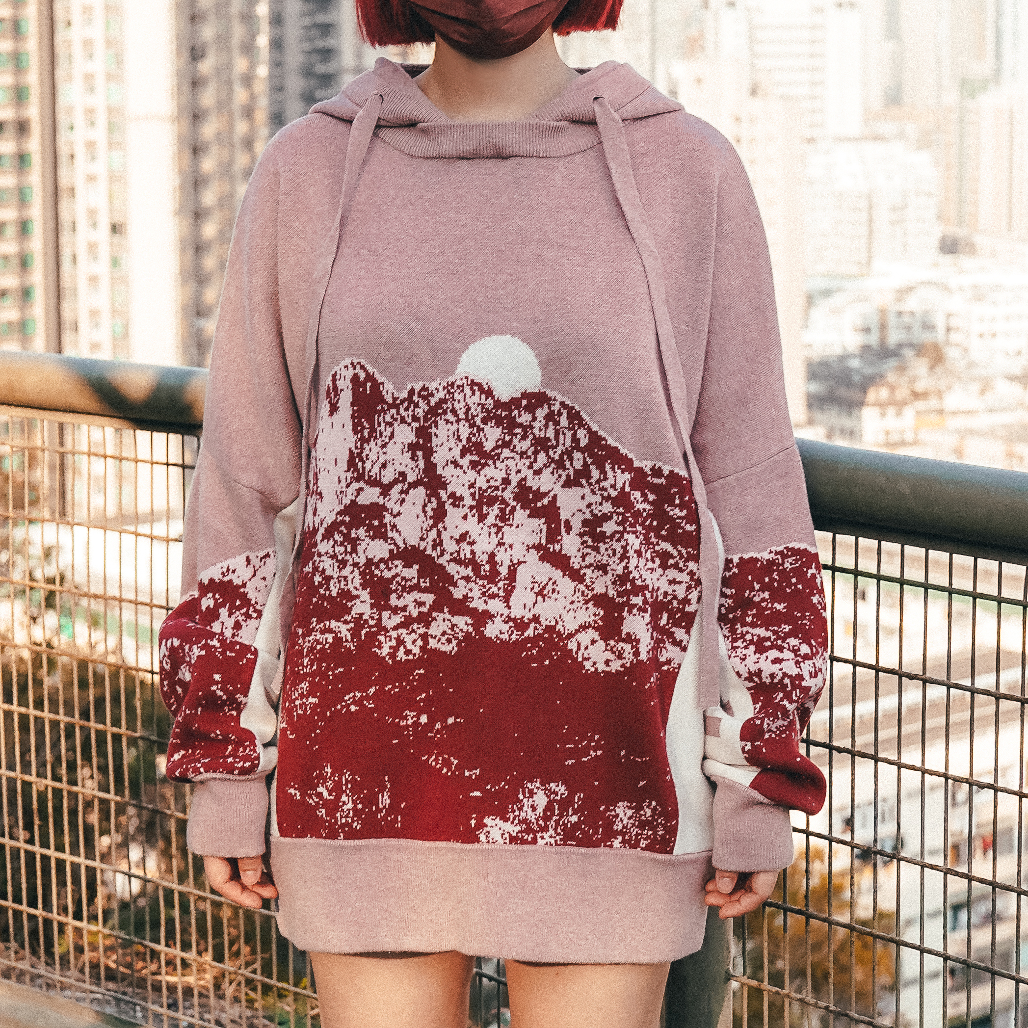 【Just Home】Home系列獅子山 經典可拆兩著連帽衛衣 - 煙霞粉紅色