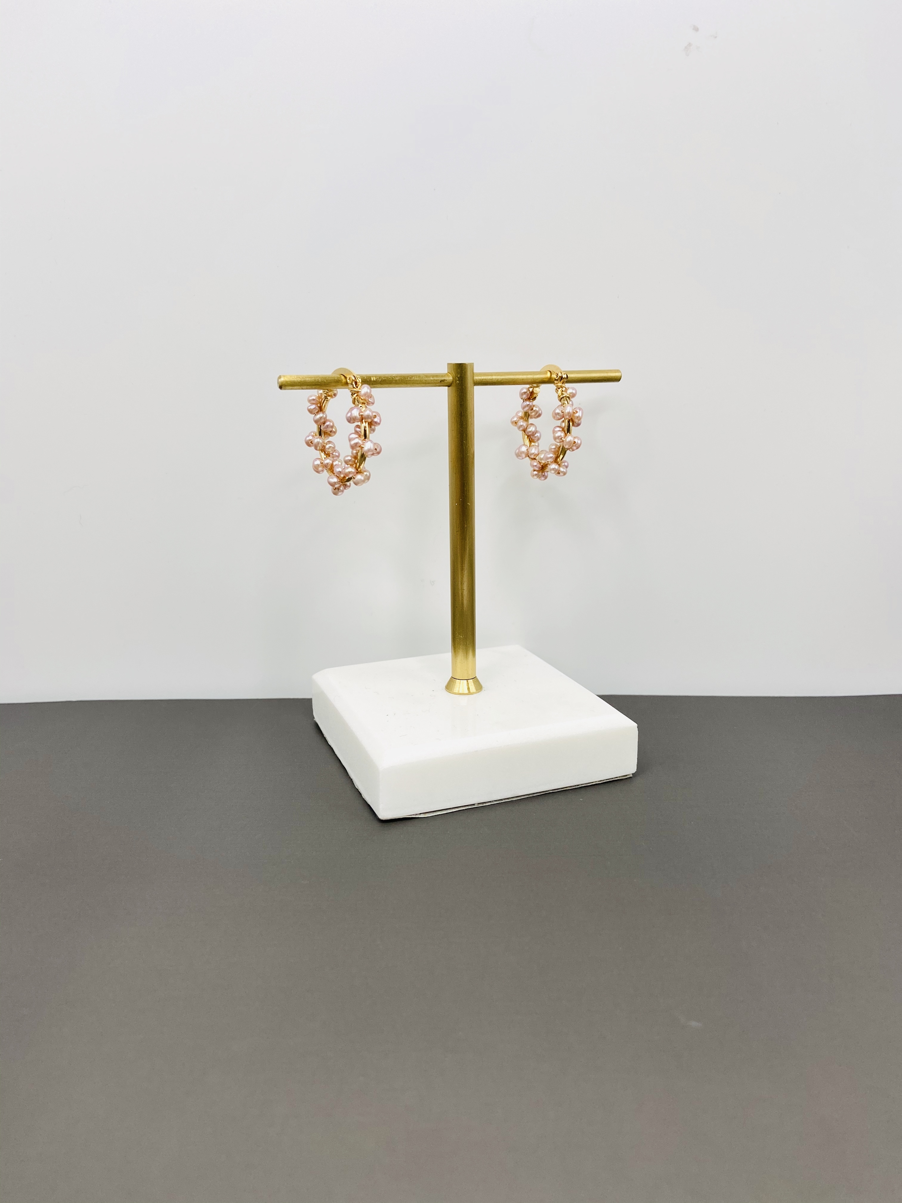 COLE COOL天然淡水珍珠14KGF圈圈耳環