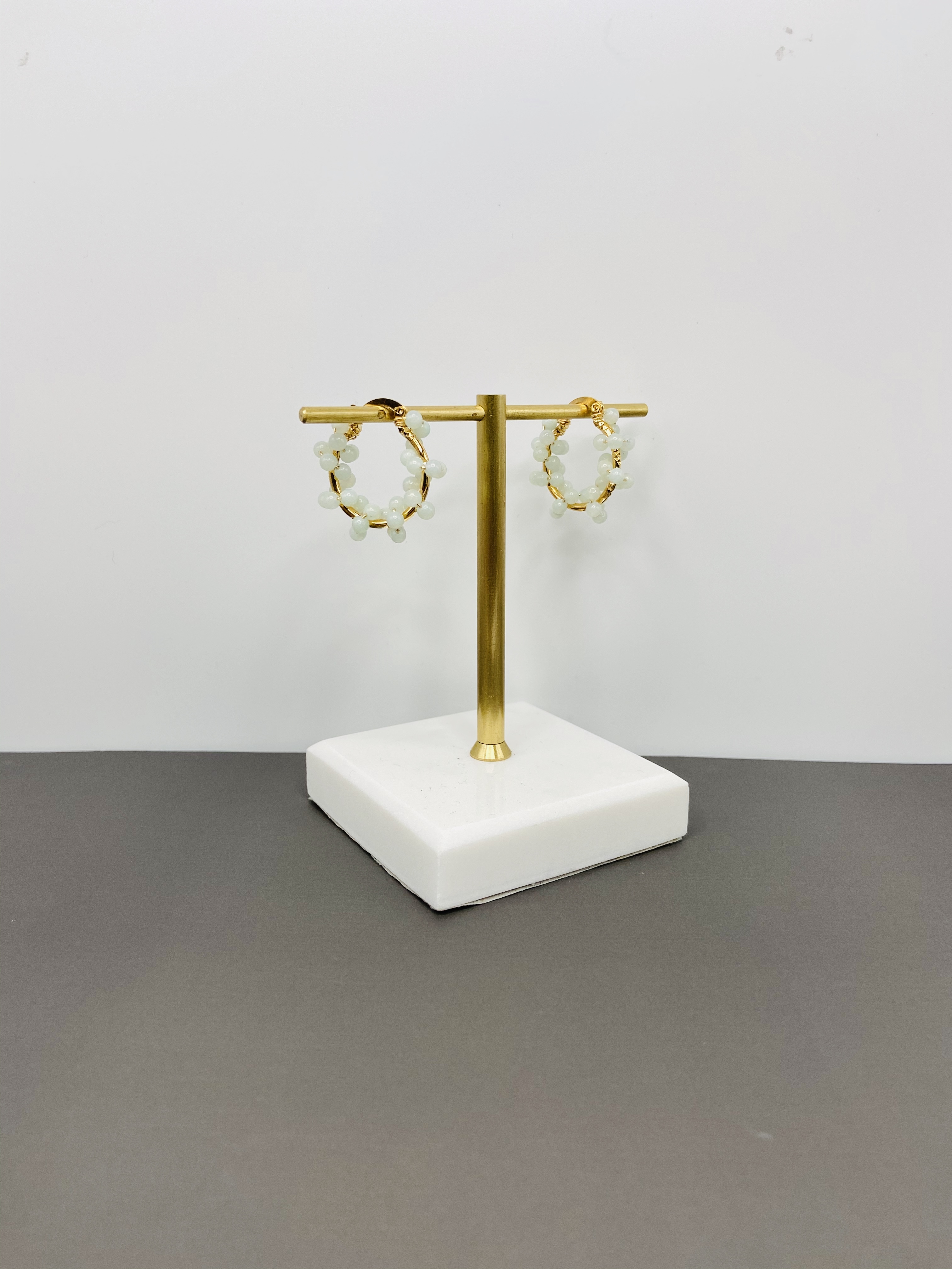 COLE COOL天然石14KGF圈圈耳環