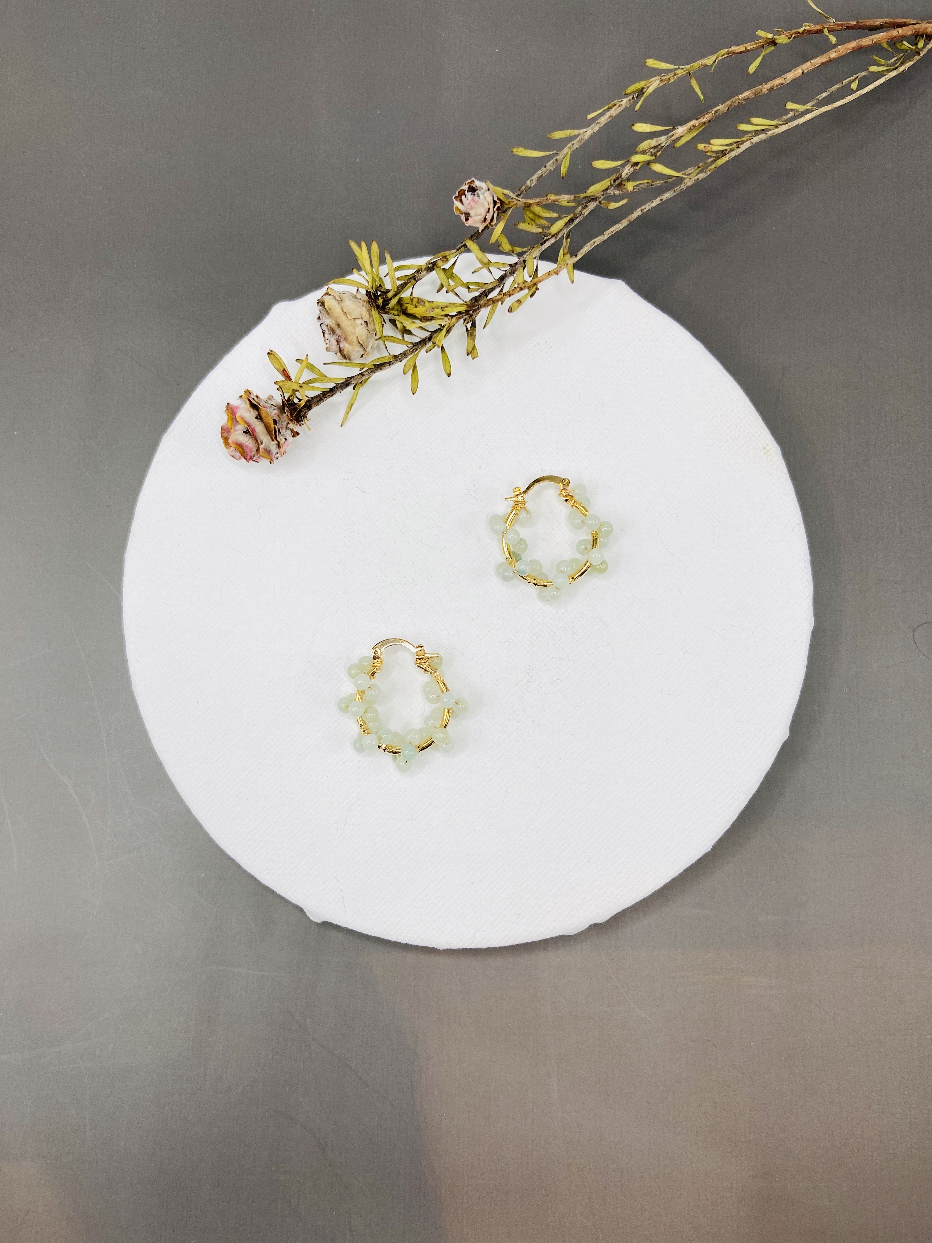 COLE COOL天然石14KGF圈圈耳環