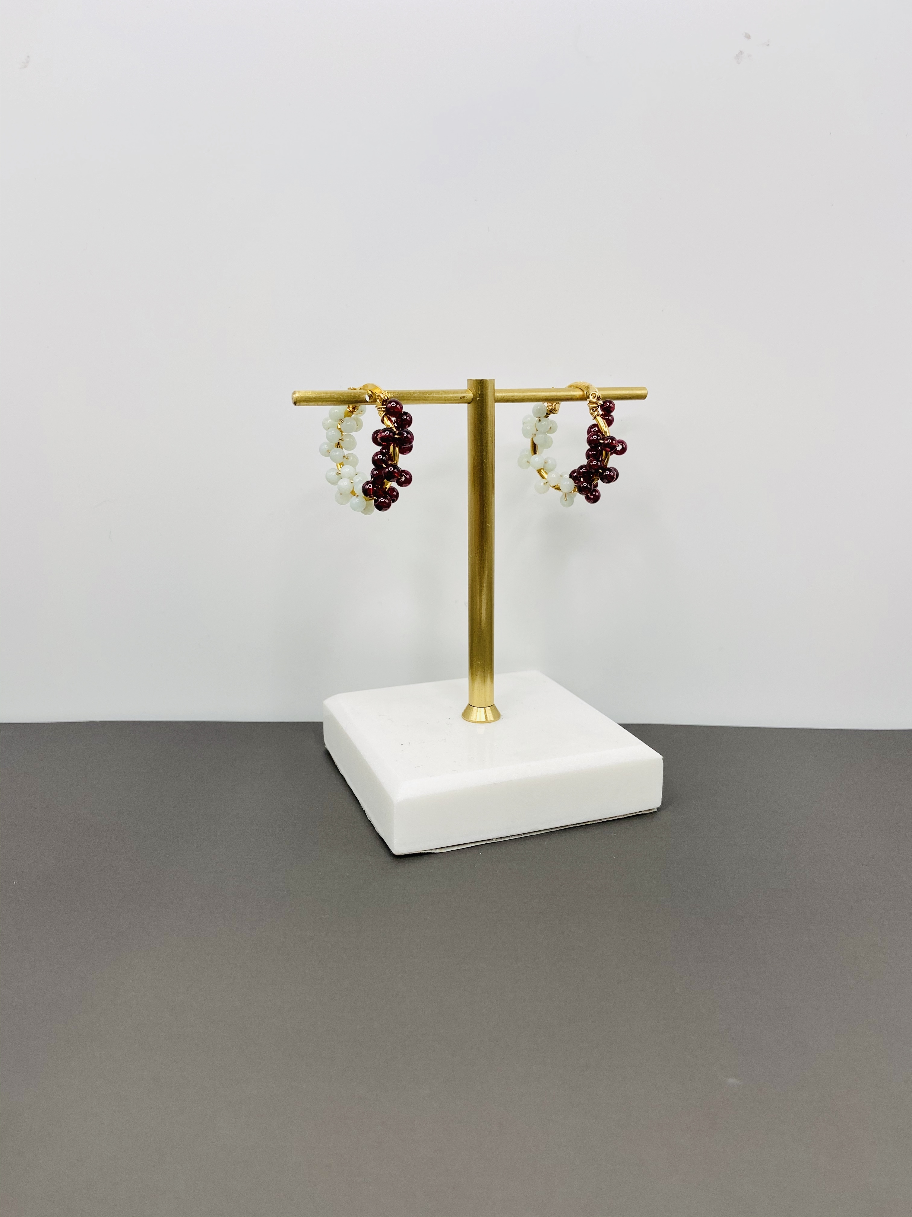 COLE COOL天然石14KGF雙色圈圈耳環