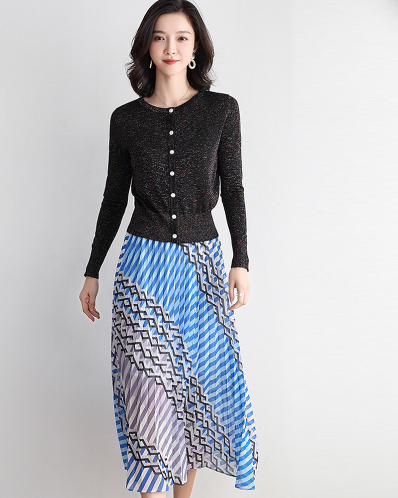 DEER.W 短版金絲針織外套上衣 黑色