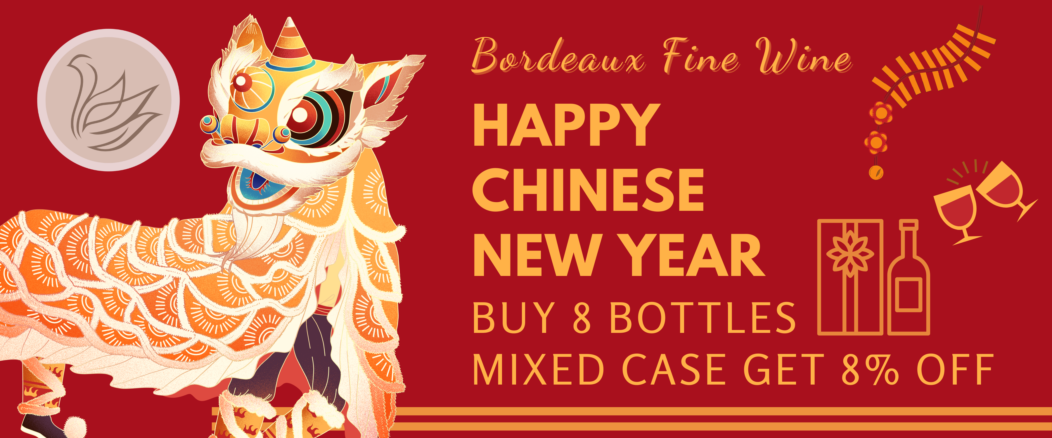 chinese new year Bordeaux wine 8 bottles mixed case promotion