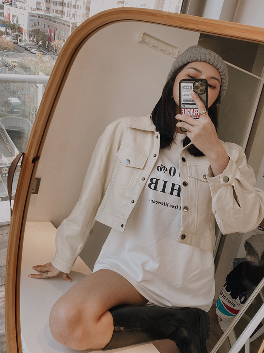 蓬袖短版皮外套*2色