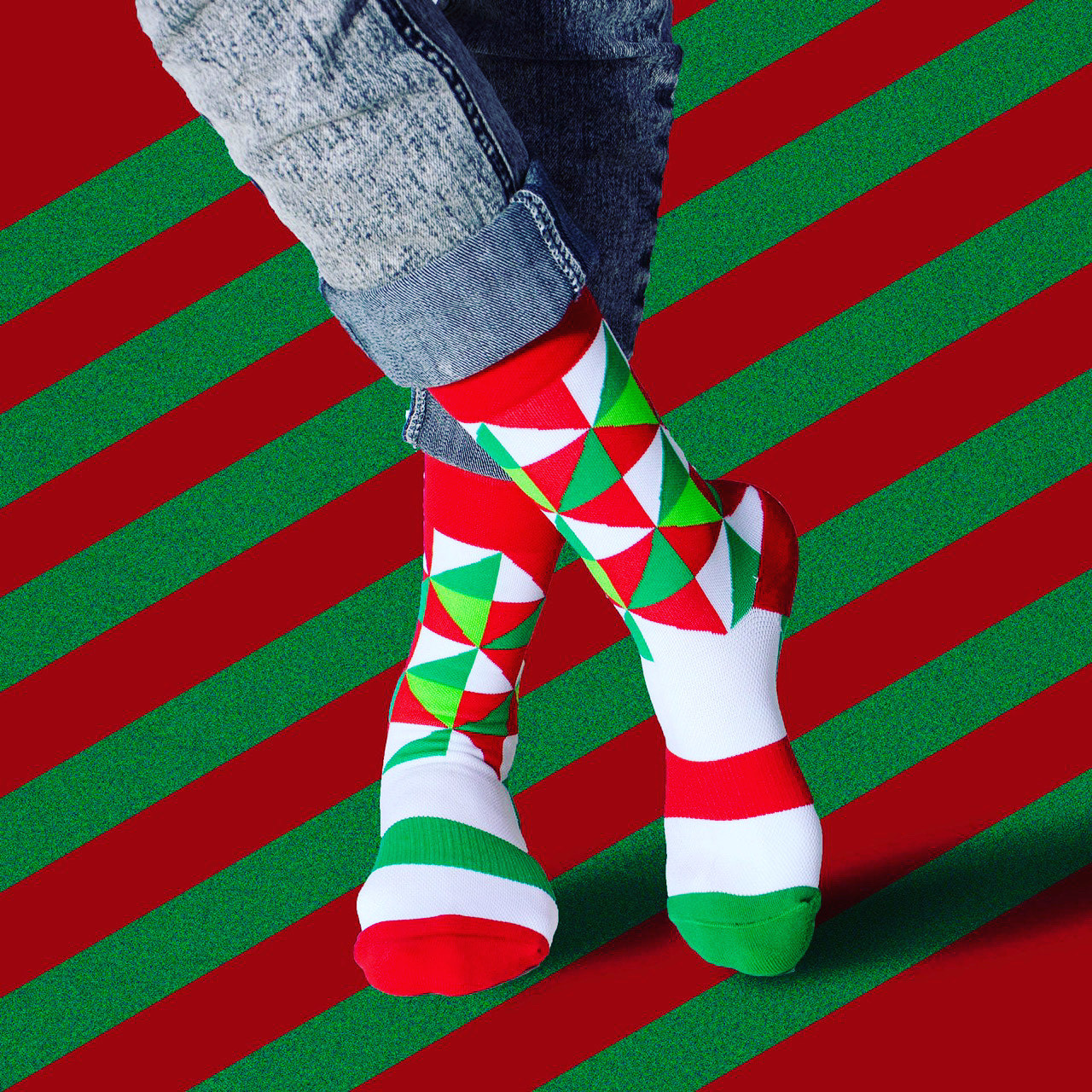 聖誕鑽石｜紐約設計師款．壓力3/4襪