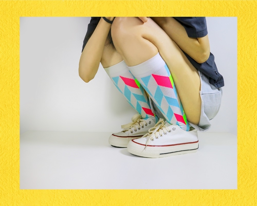 皇后鳥 · 藍｜京都設計師款．壓力及膝兩趾襪