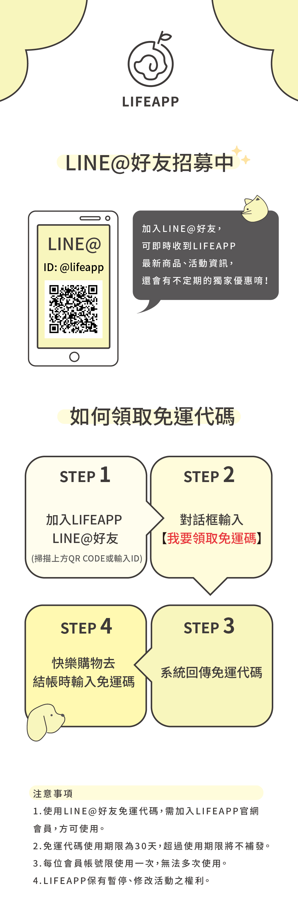 加入LIFEAPP的LINE@好友