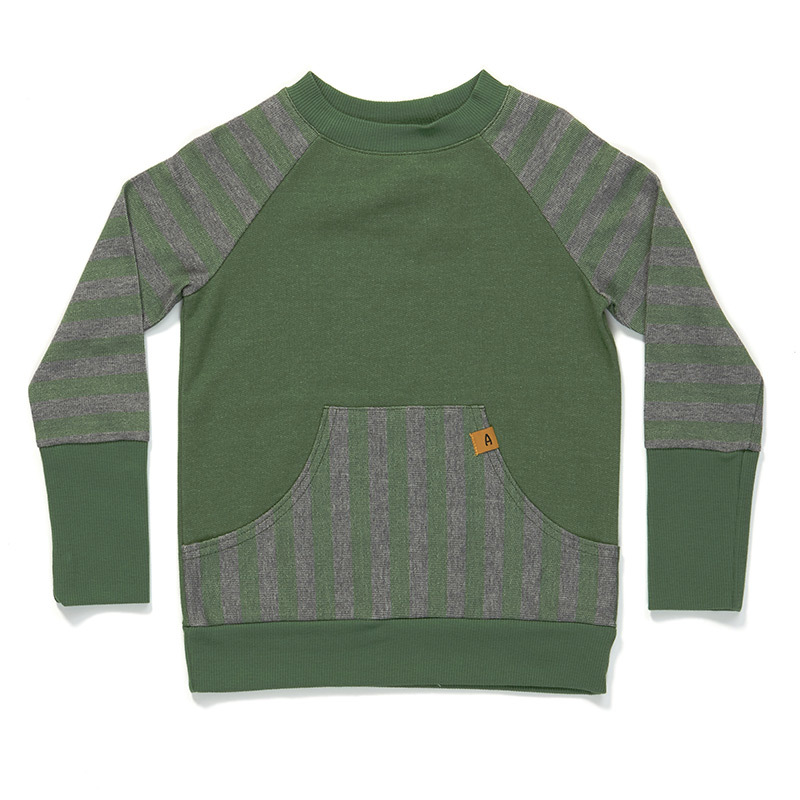 〖 Albababy 〗綠色條紋口袋上衣