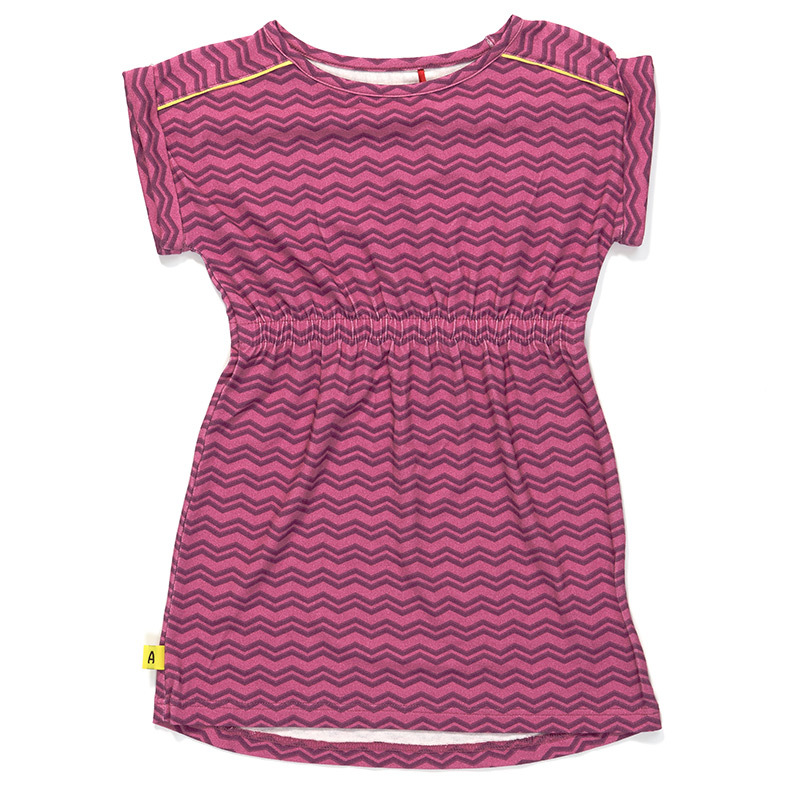 〖 Albababy 〗紫紅條紋捲袖洋裝