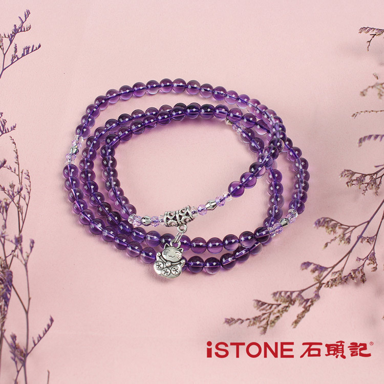 紫水晶　片手念珠 片手念珠24玉 紫水晶黄水晶 ＜ 甲州貴石【オンラインショップ