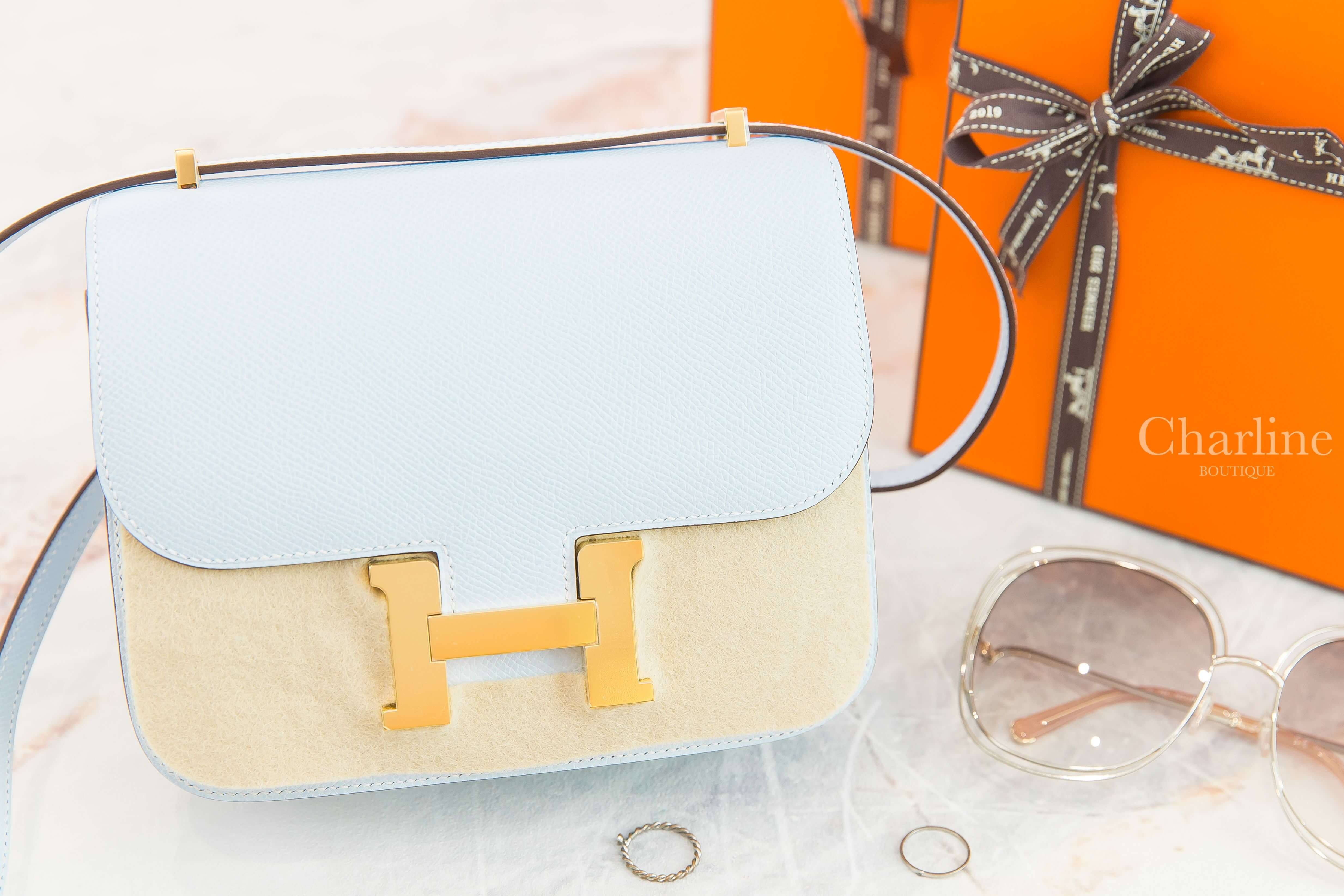 Hermès Mini Constance III 18cm T0 Bleu Brume Epsom 霧藜藍金釦
