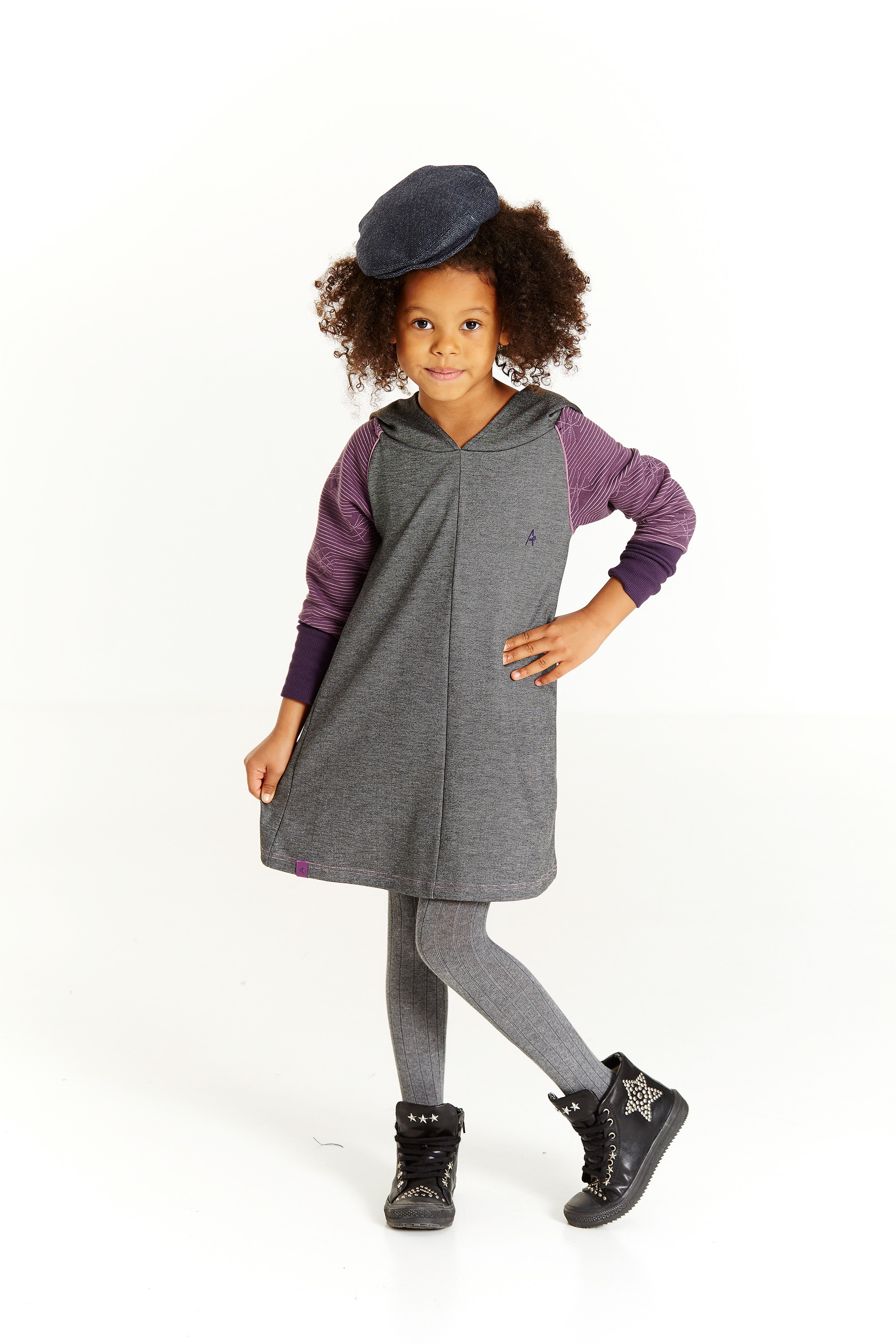 〖 Albababy 〗紫灰精靈帽刷毛洋裝