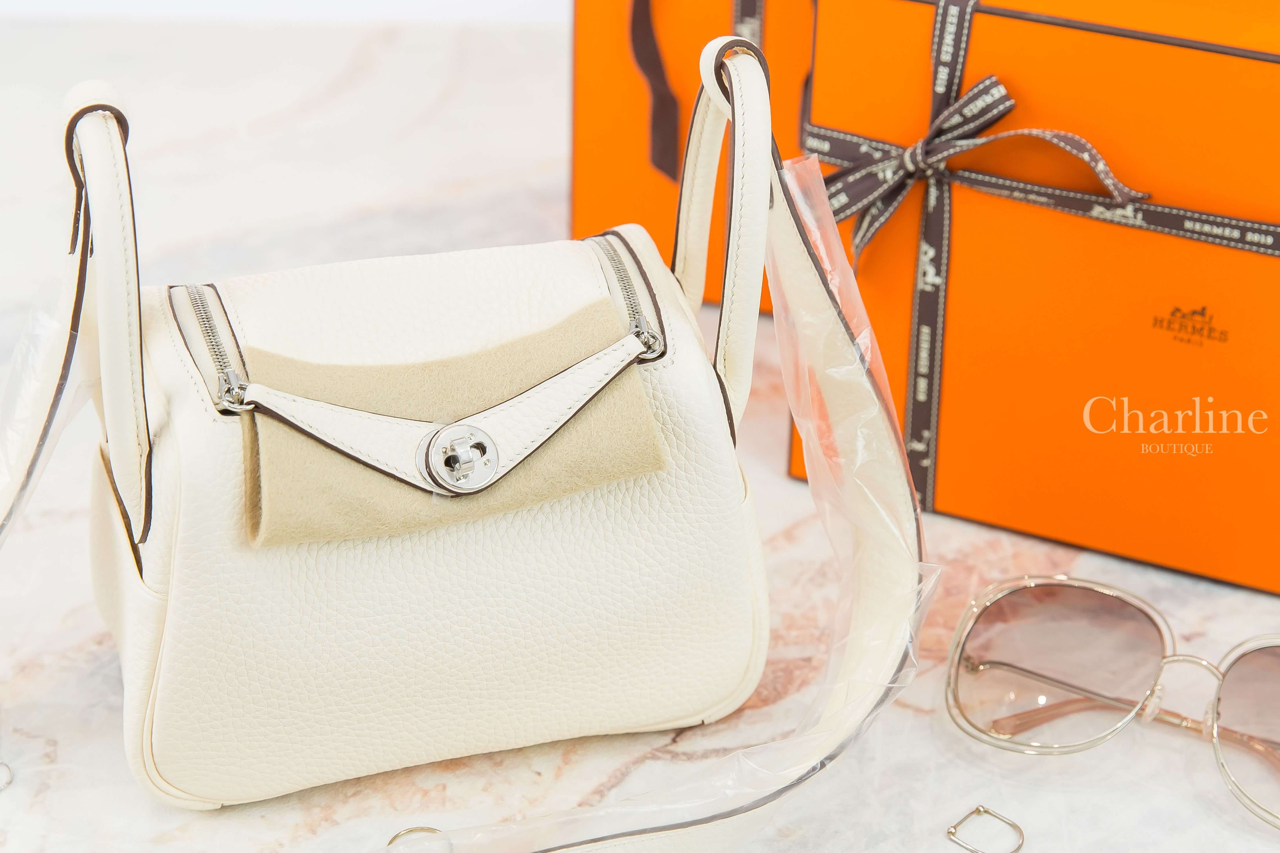 Hermès Lindy Mini I2 Nata Taurillon Clemence 奶油白銀釦