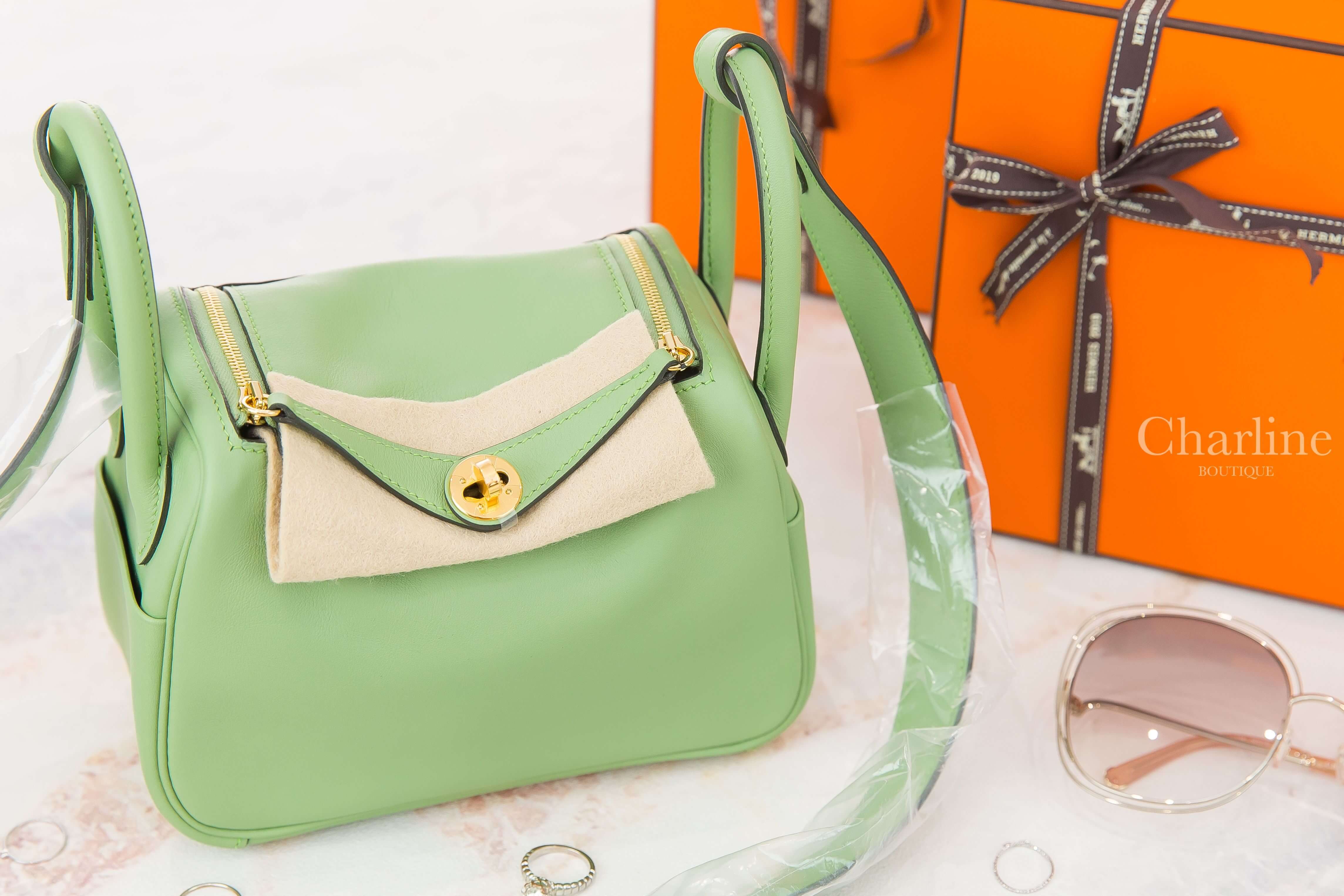 Hermès Lindy Mini 3I Vert Criquet Swift 牛油果綠金釦