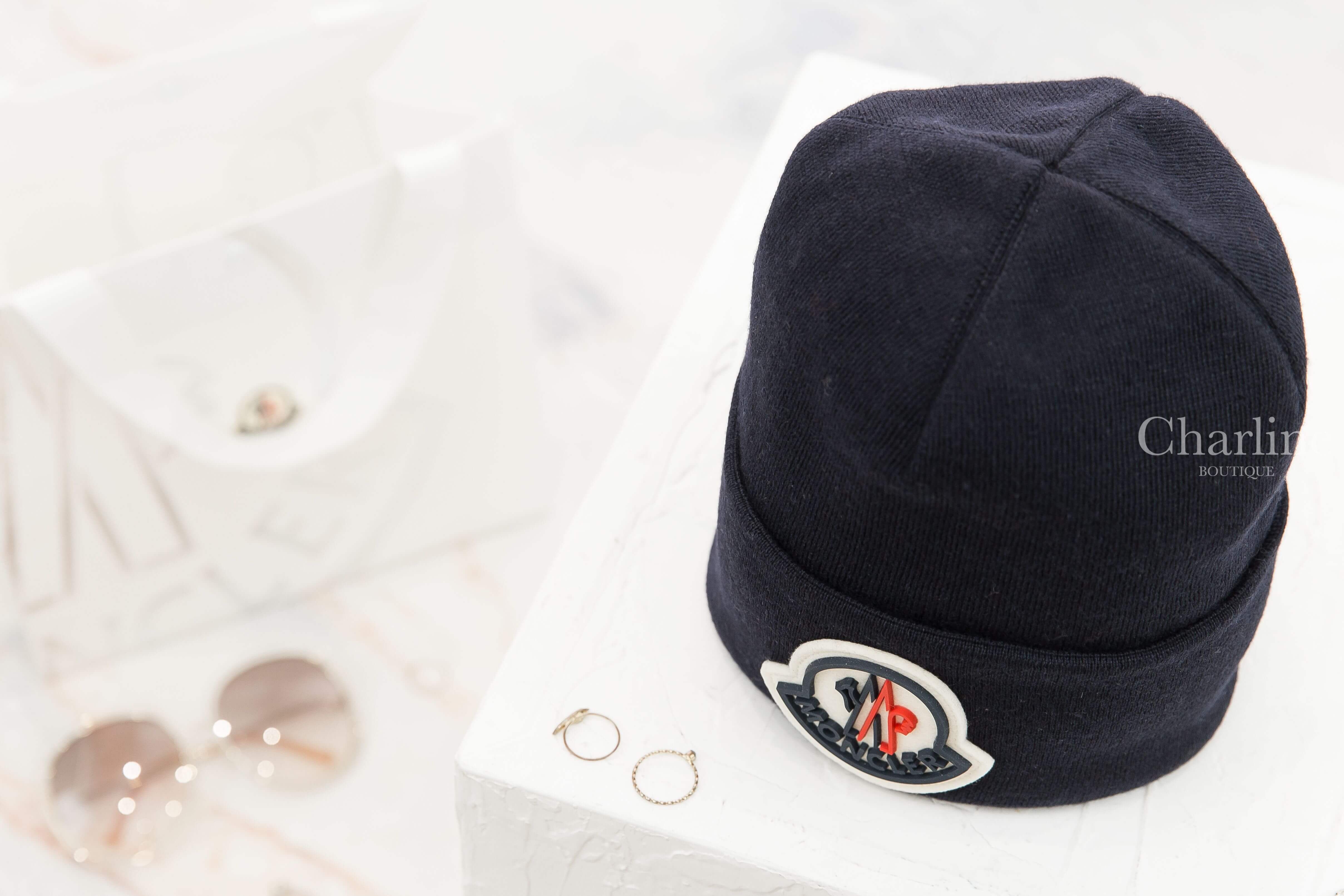 Moncler Hat 深藍色Logo羊毛毛帽