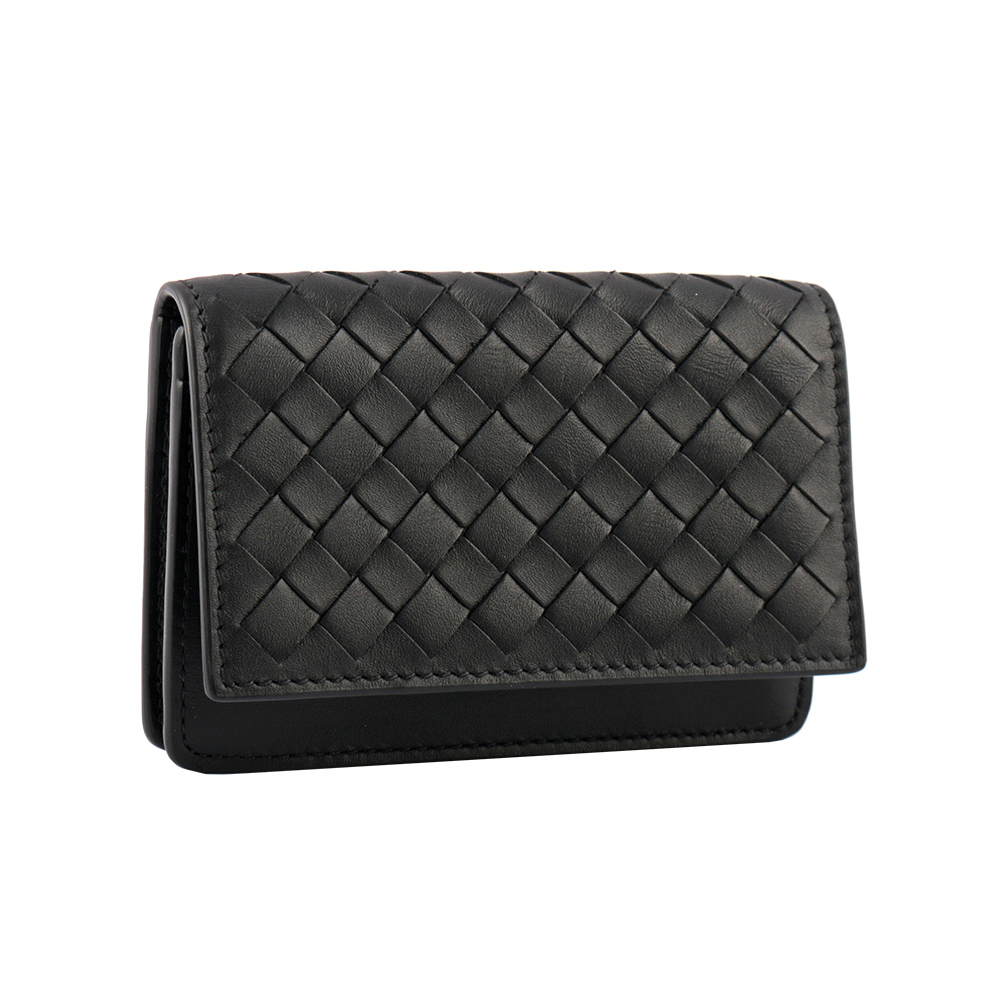 【BOTTEGA VENETA】厚款小牛皮編織二折卡片夾