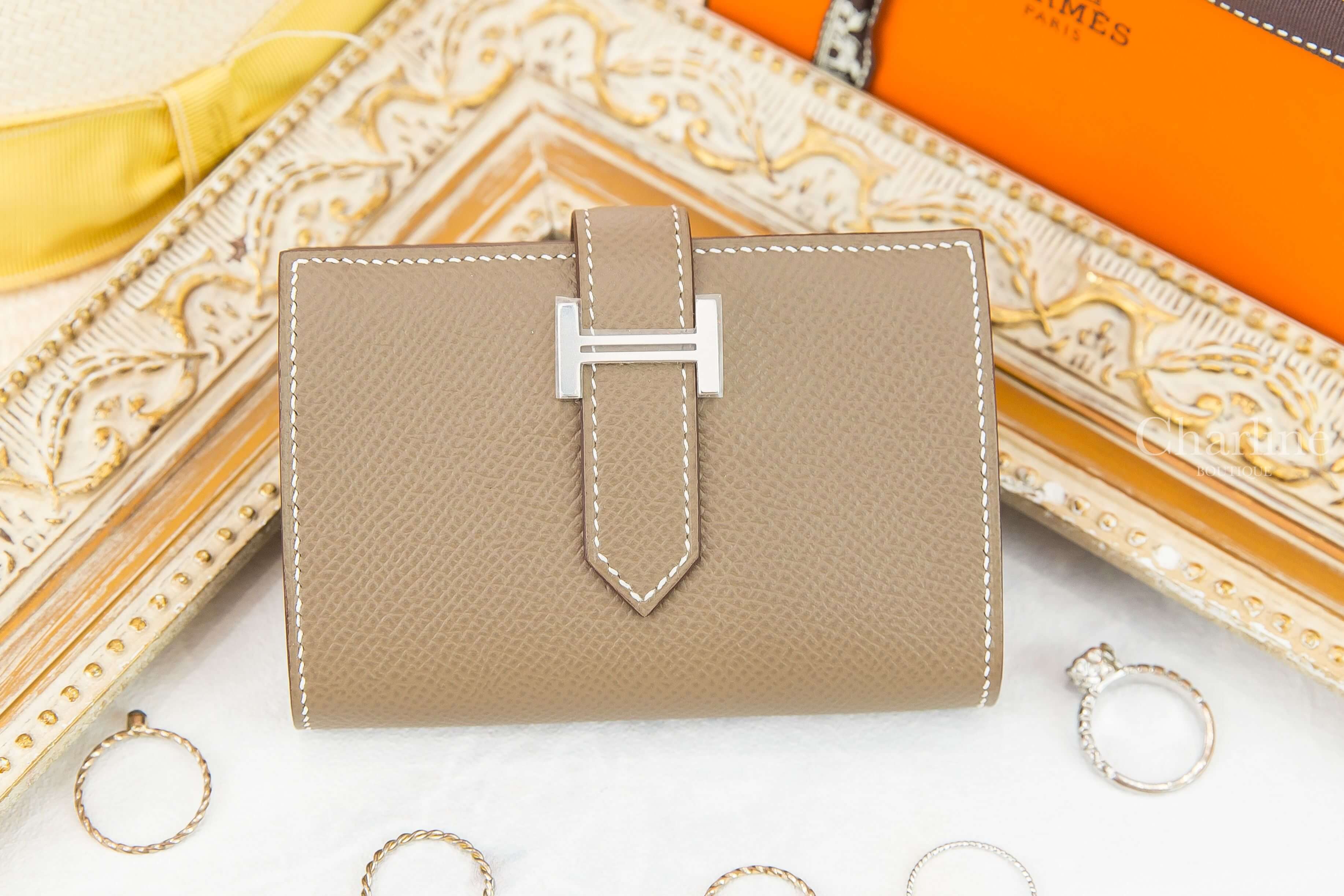 Hermès Bearn Mini Wallet 18 Etoupe Epsom 大象灰銀釦迷你短夾