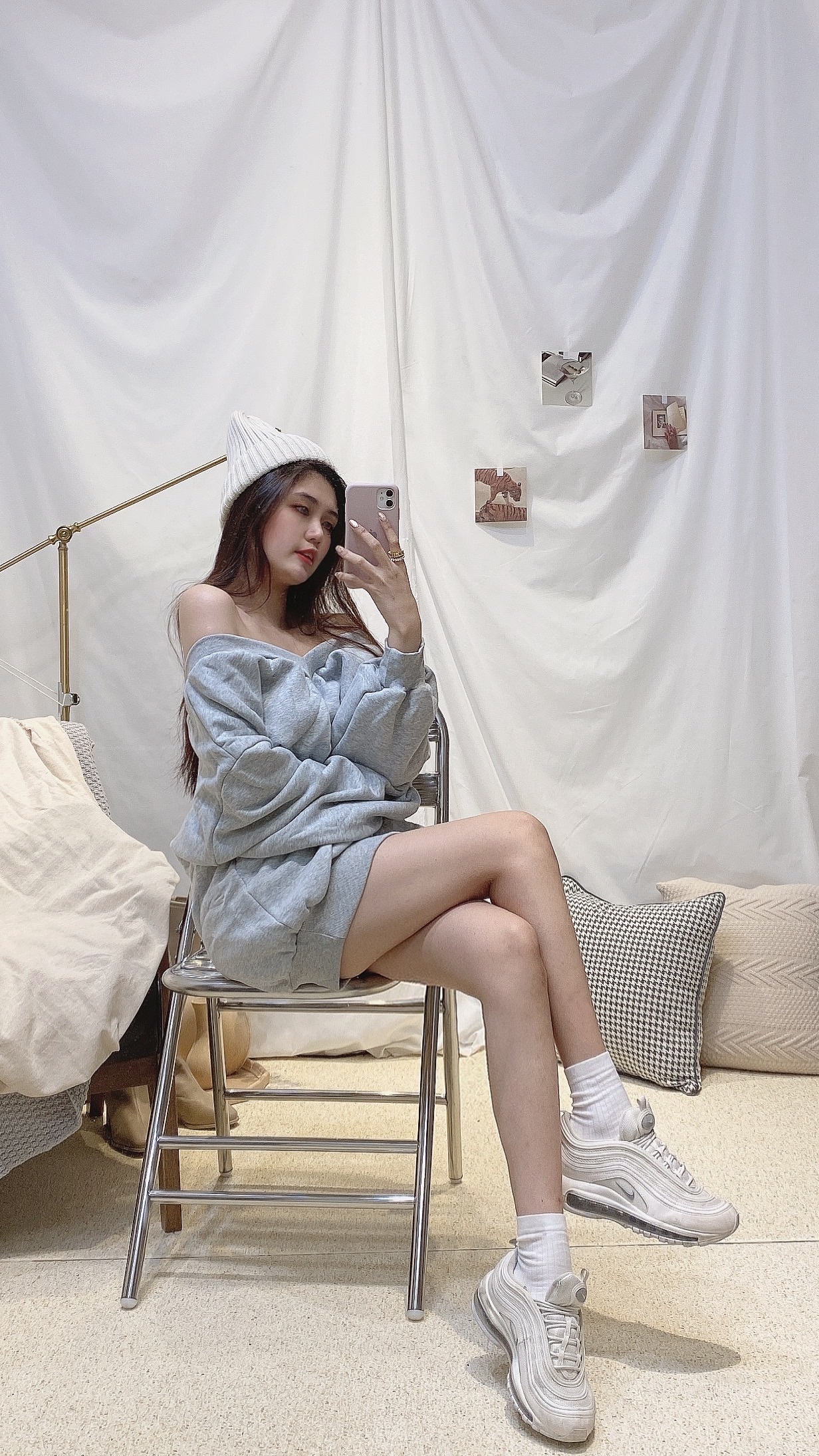 抓皺v領澎袖大T/二色