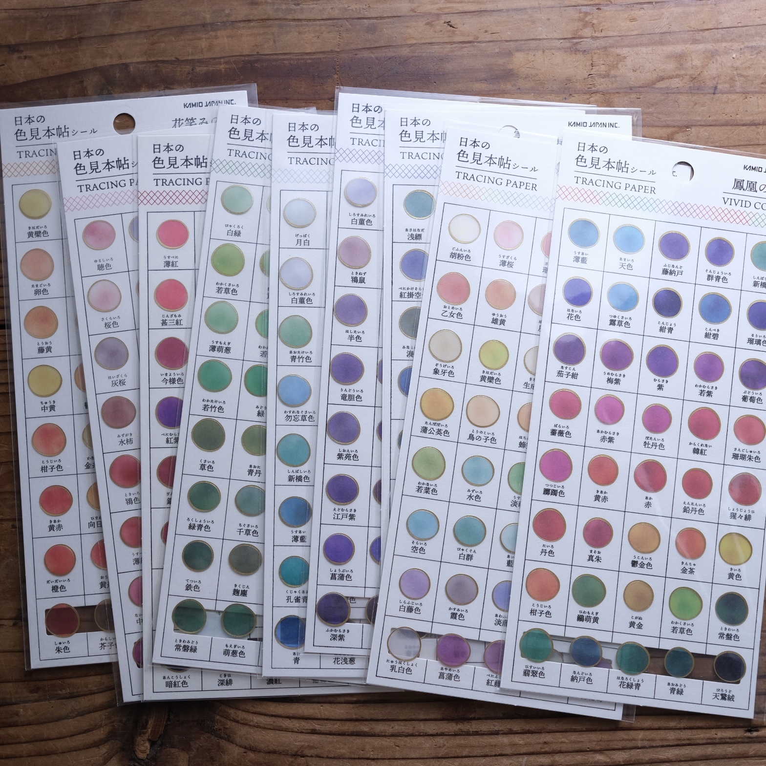 色見本帖 不規則圓形燙金邊貼紙/KAMIO JAPAN