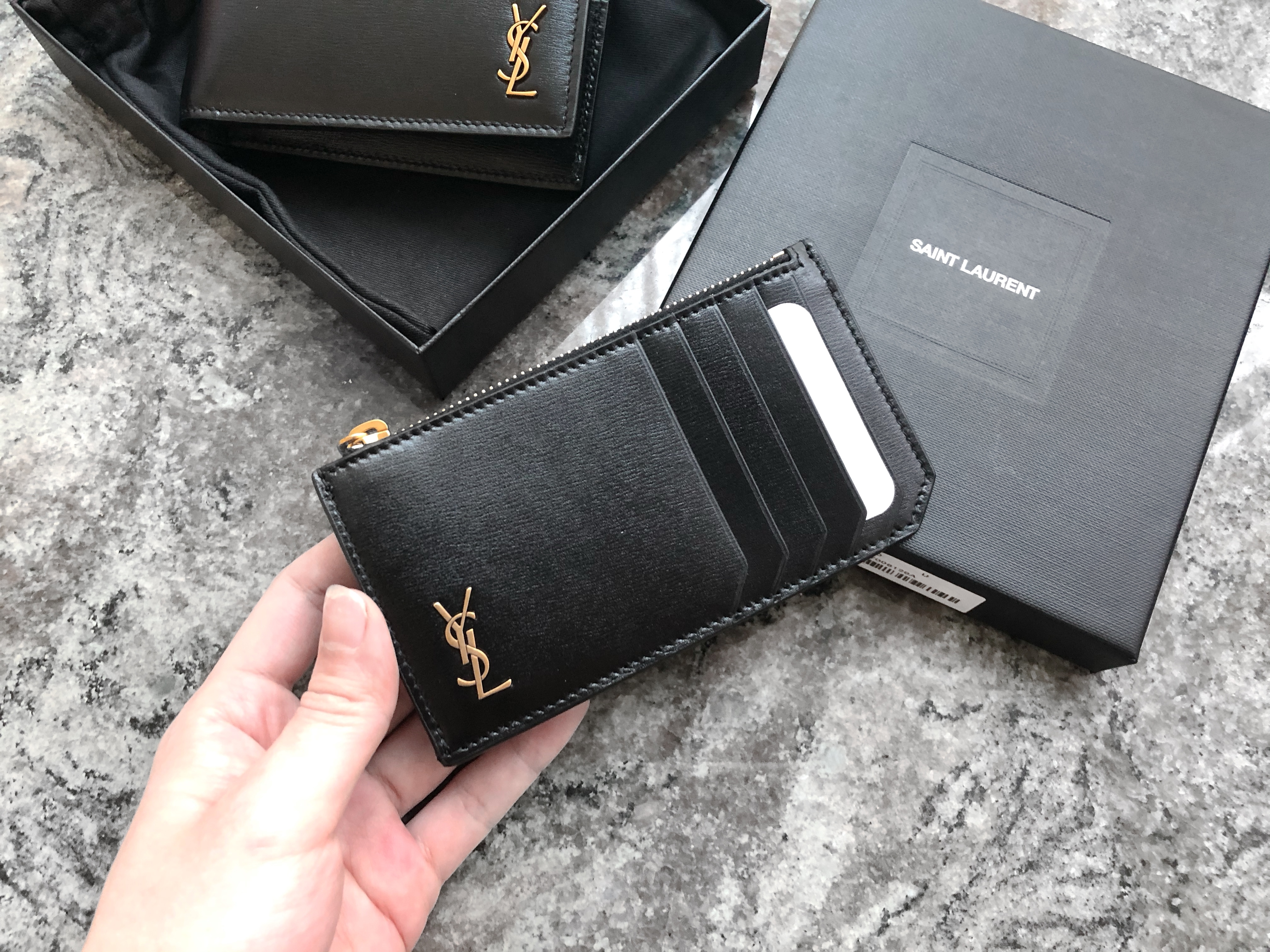 YSL Tiny Cassandre Fragment Zipped Card Case