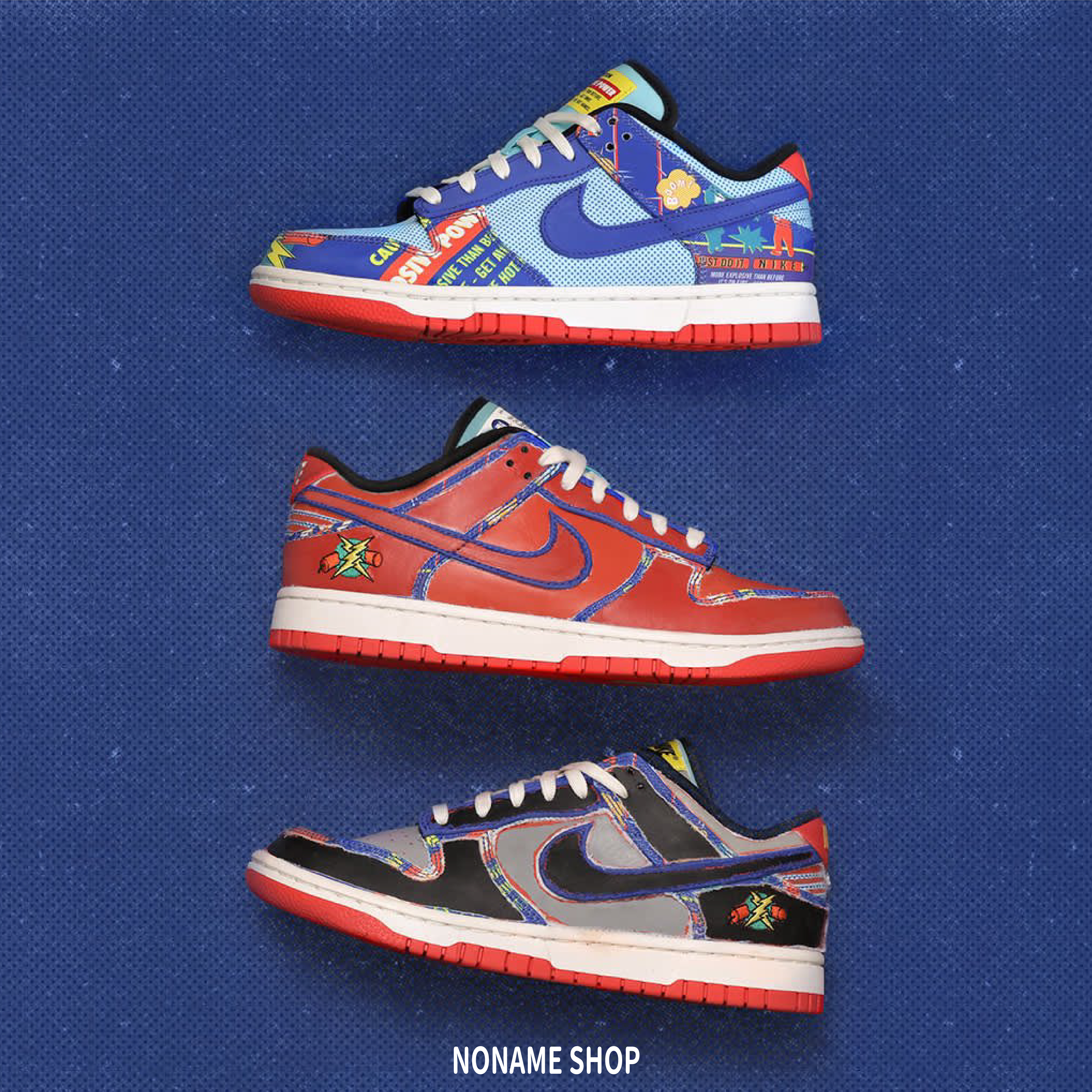 NIKE Dunk Low Retro " Firecracker " 刮刮樂 鞭炮 CNY 新年 3層鞋面 藍紅 (男款)