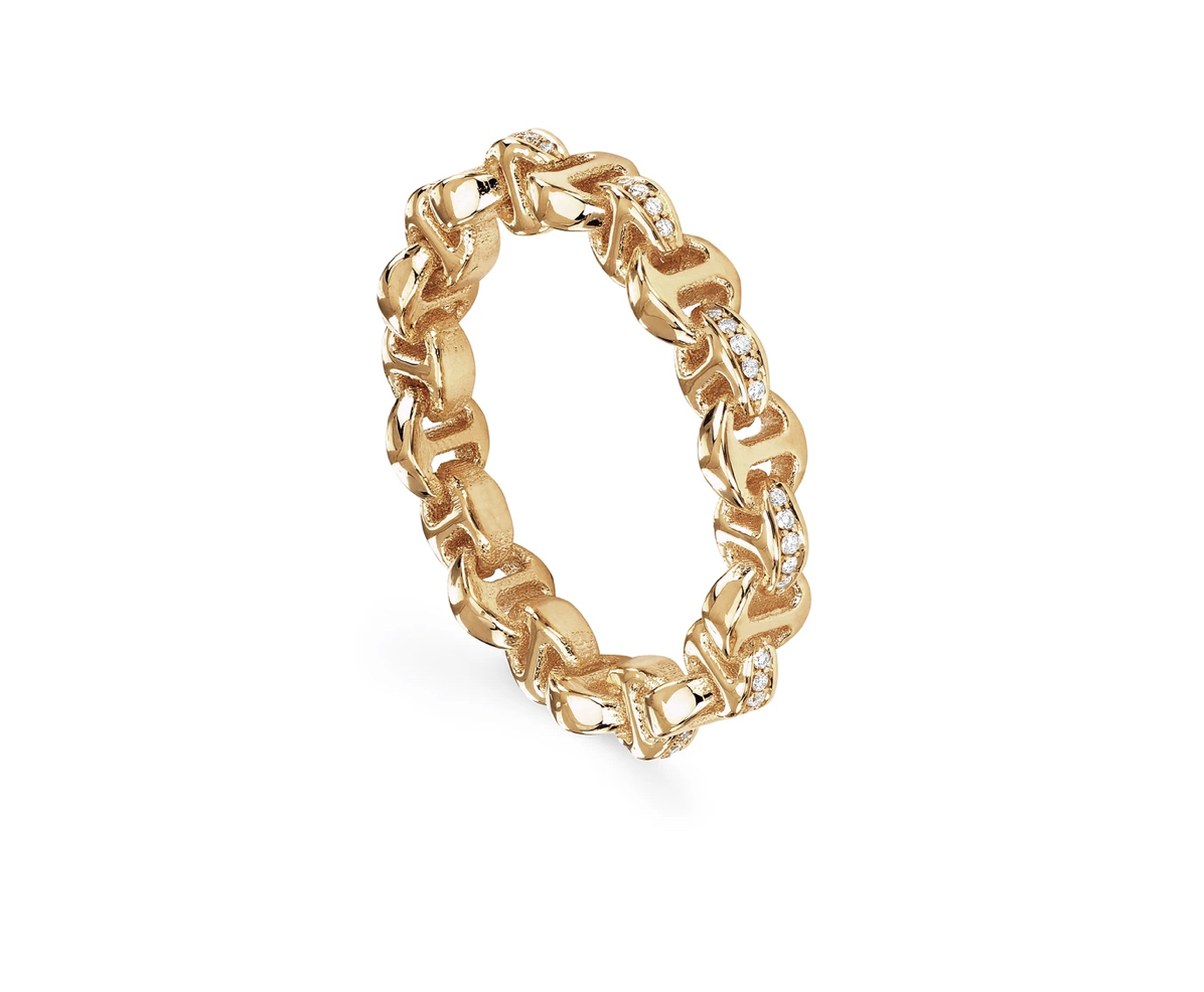 18K Strut Ring with Diamond Bridges