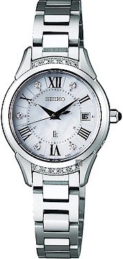 萬年鐘錶 - SEIKO  LUKIA  限量鈦金屬太陽能電波晶鑽女錶  SSVW115J   /  1B22-0CL0S   錶徑 26MM