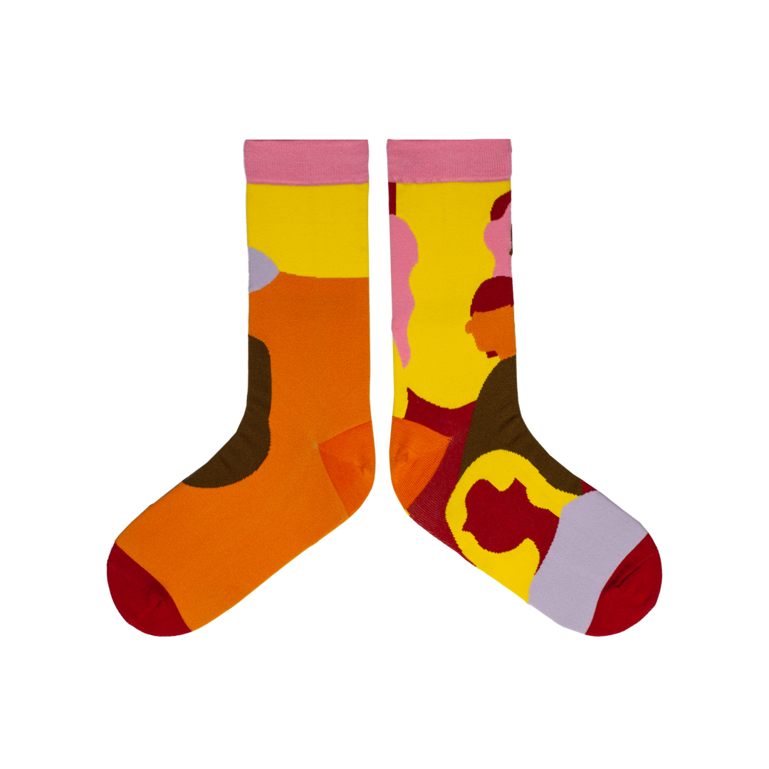 TwinSocks / 不對稱舒適中筒襪 - 女權至上