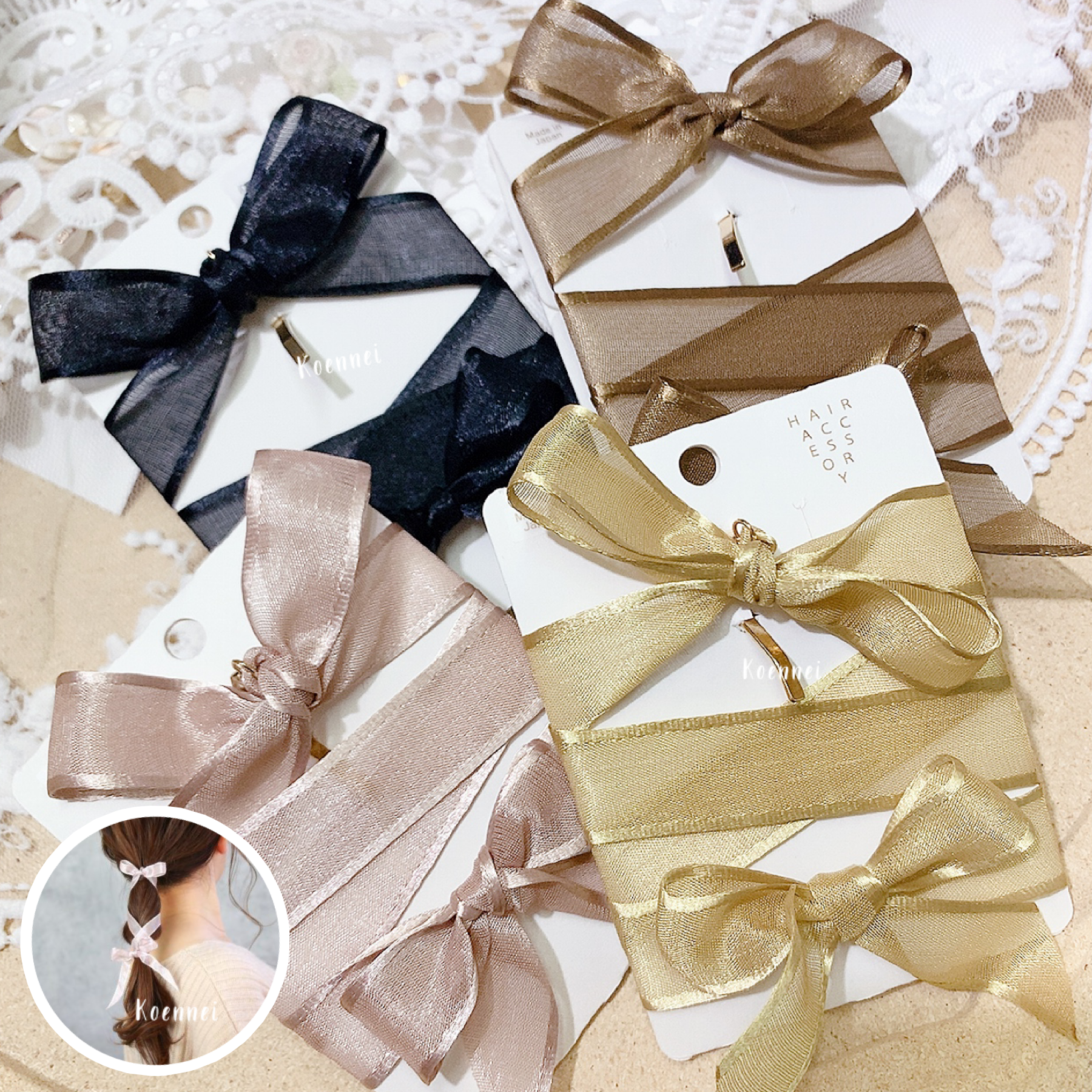 [日本制] 糖果色蝴蝶圈扣連髮帶